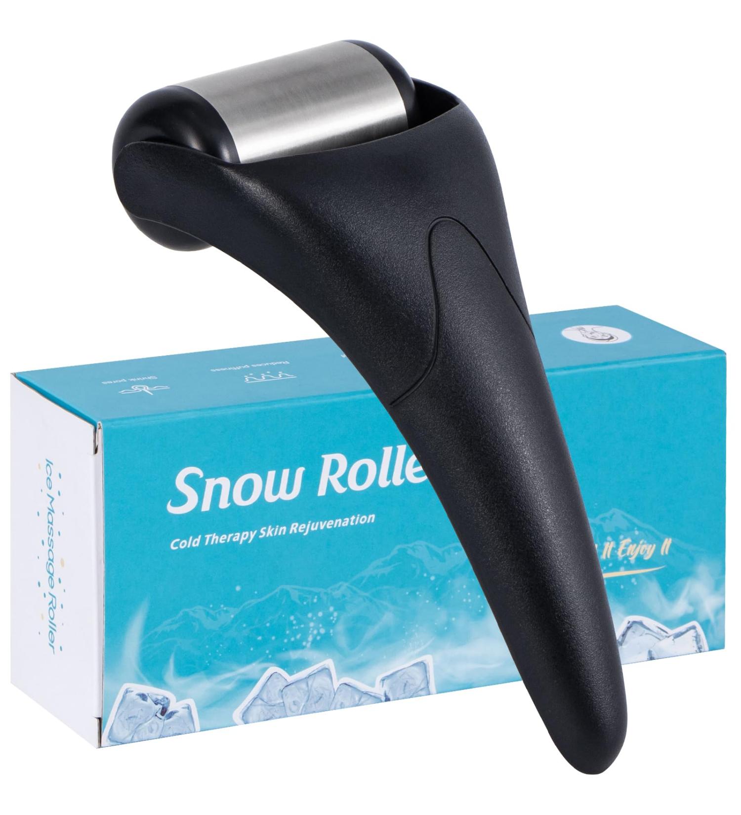 Stainless Steel Ice Roller for Face & Eyes | Puffiness & Migraine Relief | Best Self Care Gift for Men & Women - Black Roller - Buy Online on GoSupps.com
