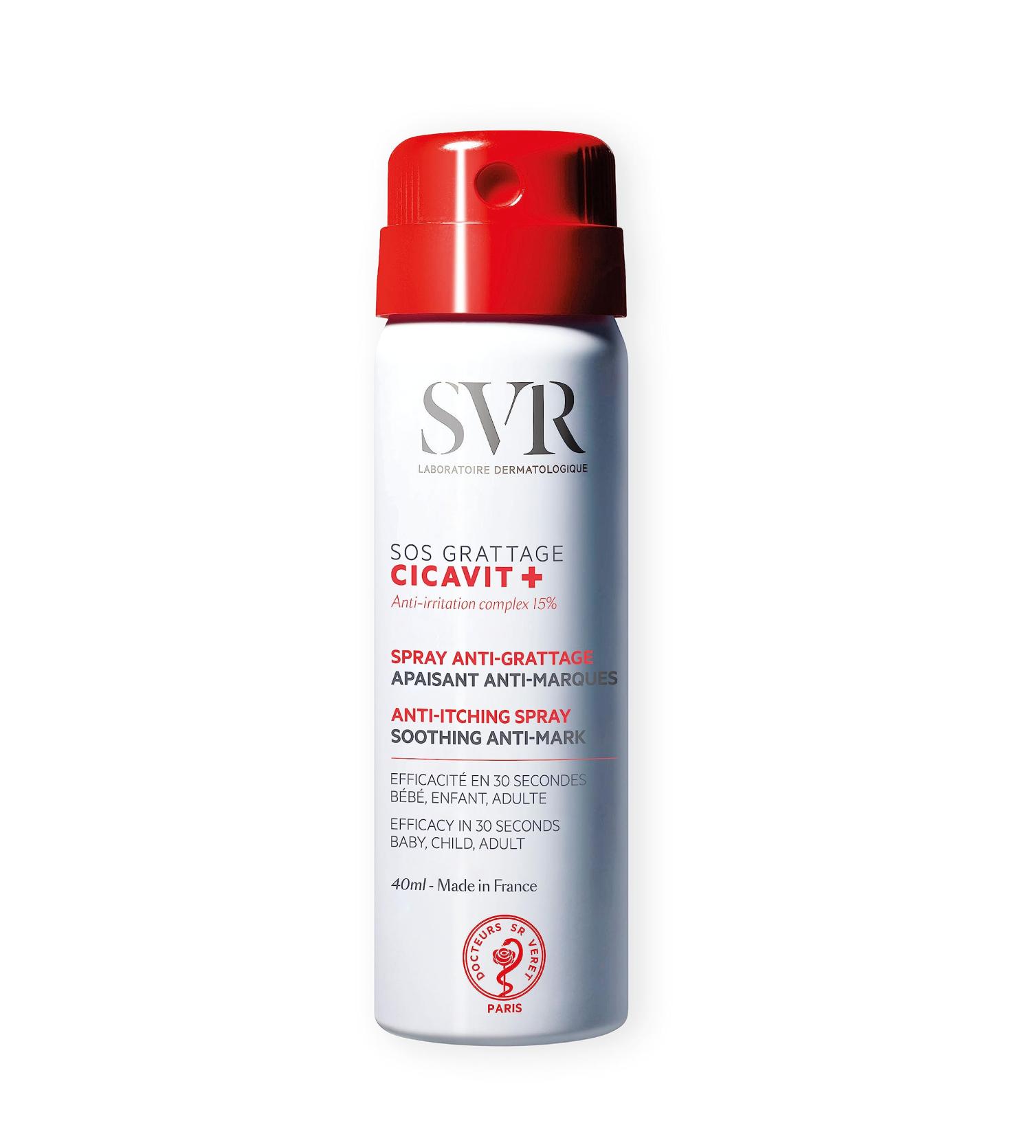 SVR CICAVIT+ SOS Ultra-Rapid Anti-Itch Relief Face and Body Spray for Soothing and Cooling Itchy and Damaged Skin Alll Ages 40ml - Buy Online on GoSupps.com