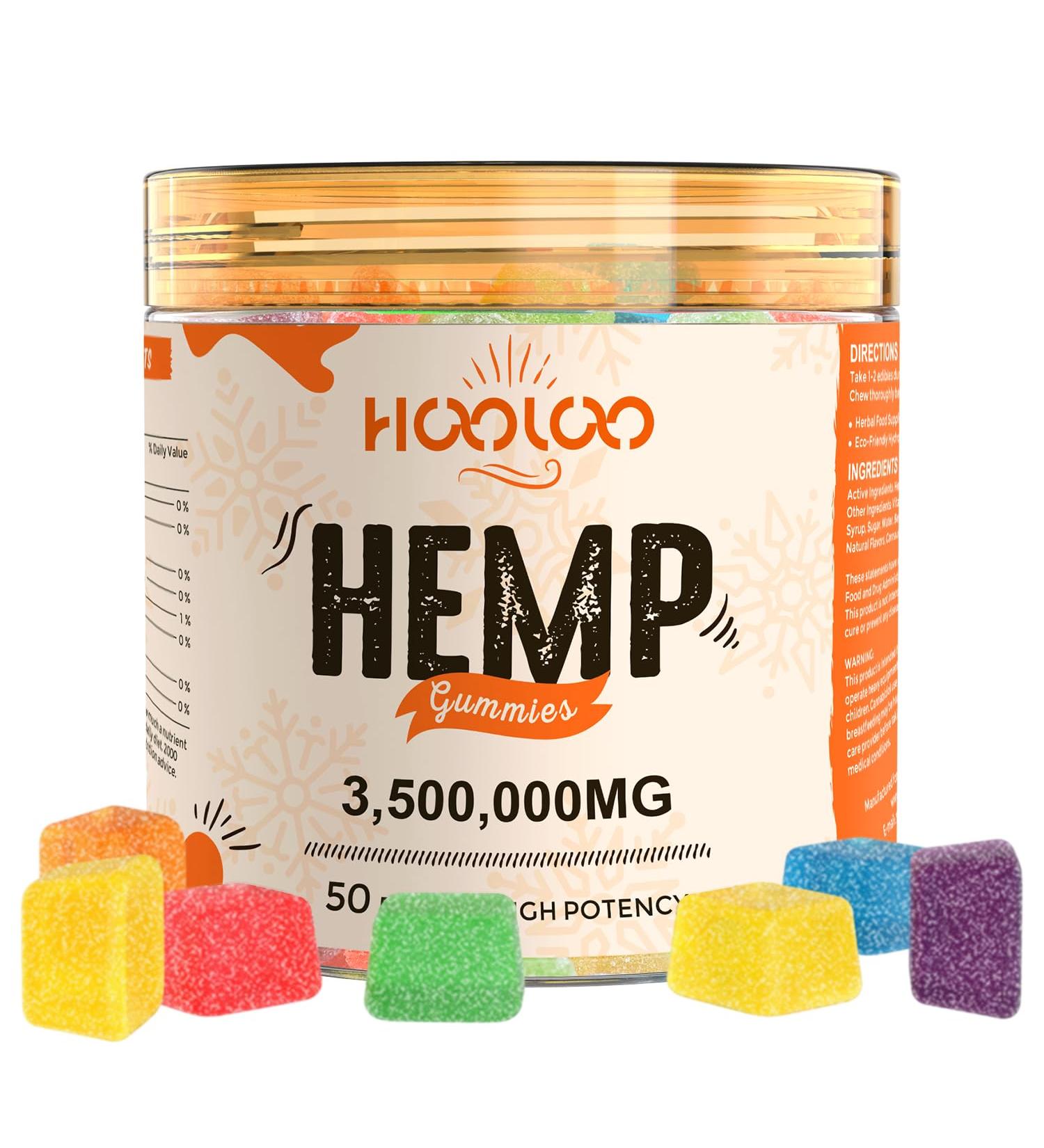 Hemp Gummies for Adults - 6 Fruity Flavors | Deep Sleep & Relaxation | Infused Vitamins & Omega 3 | Made in USA | 50pcs - Buy Online on GoSupps.com