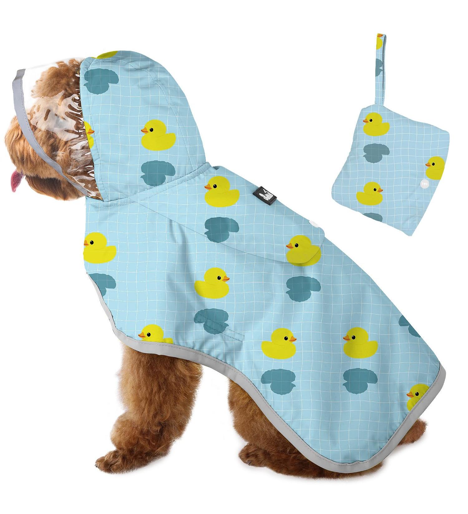Slowton Waterproof Dog Raincoat - Transparent Double-Layer Jacket with Hood for Small to Large Dogs | Reflective Strip & Storage Bag Included - Buy Online on GoSupps.com