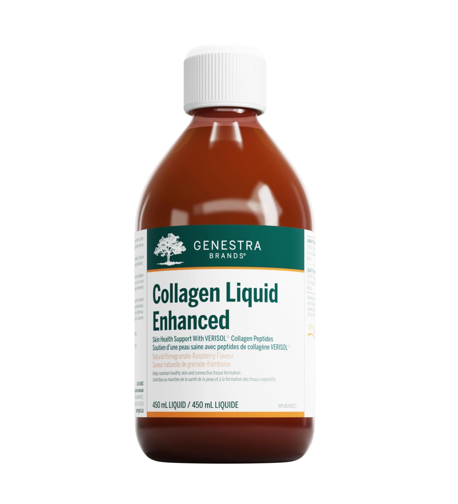 Genestra Brands Collagen Liquid Enhanced | Skin Health Support With Collagen Peptides | 450 ml Liquid | Natural Pomegranate-Raspberry Flavour - Buy Online on GoSupps.com