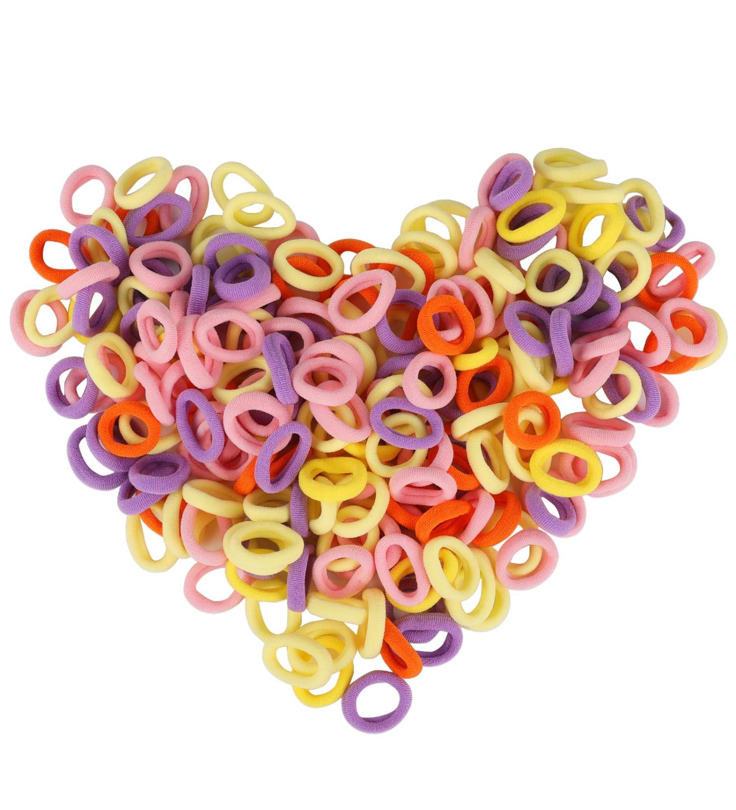 FiHodone 200 Small Hair Ties for Girls - 2cm Soft Rubber Braid Bands | Mini Colored Hair Jewelry (Yellow & Pink) - Perfect for Children - Buy Online on GoSupps.com