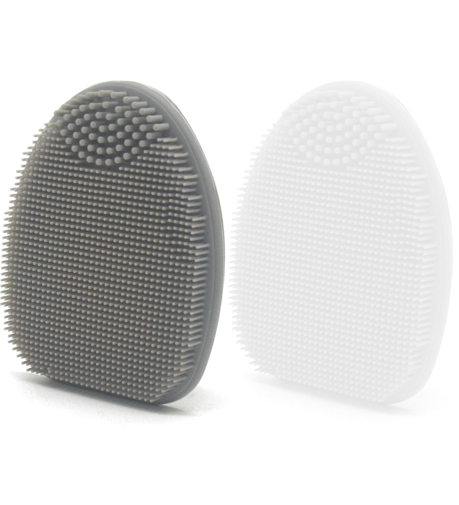 Yeadmal Silicone Facial Cleaning Brush | 2-Part Face Scrubber for Men & Women | Soft Face Brush (White & Gray) - Best for Radiant Skin - Buy Online on GoSupps.com