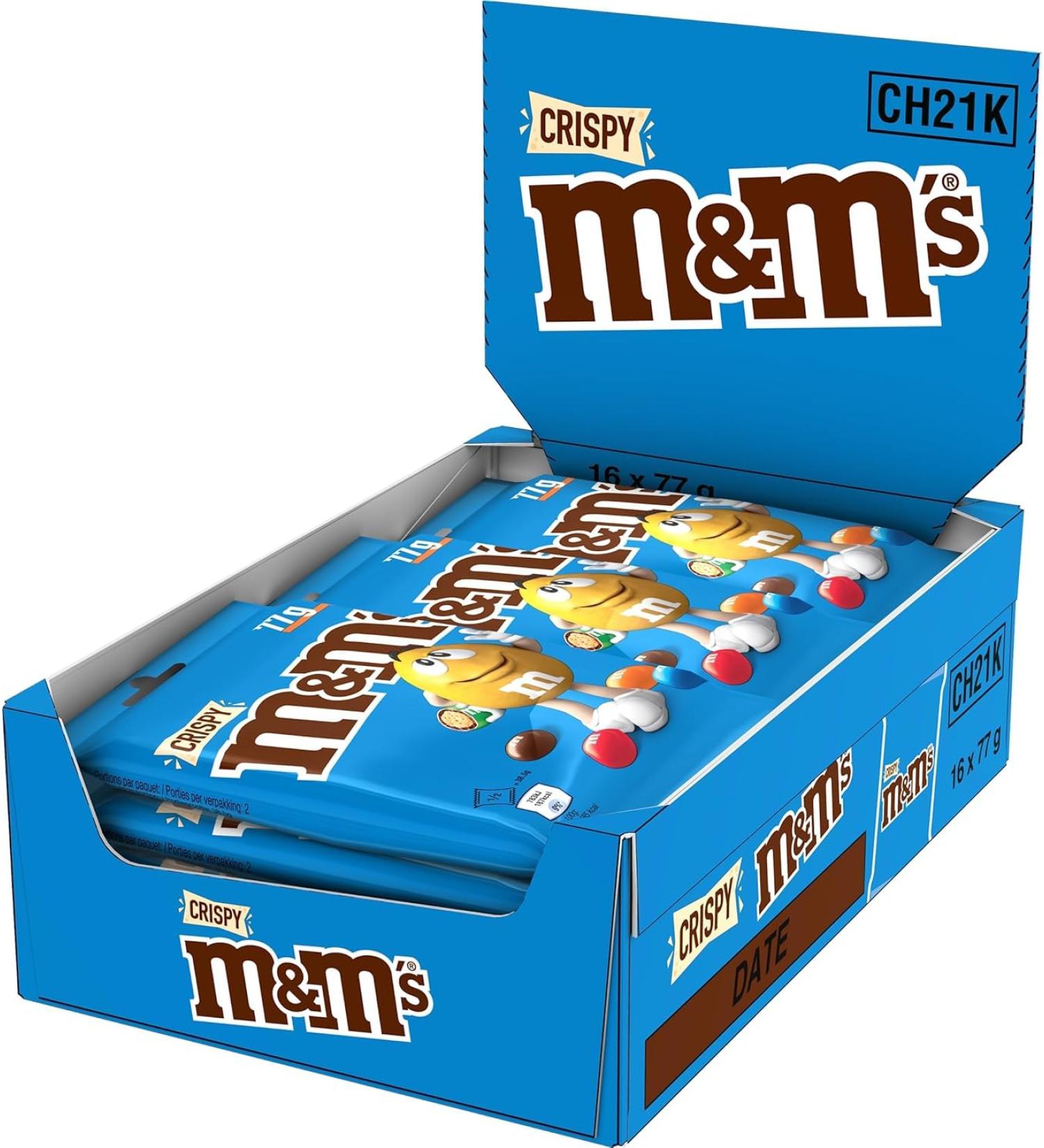 M&M'S CRISPY - Milk Chocolate and Puffed Rice Sweets - 16 x 77g Bags - Buy Online on GoSupps.com
