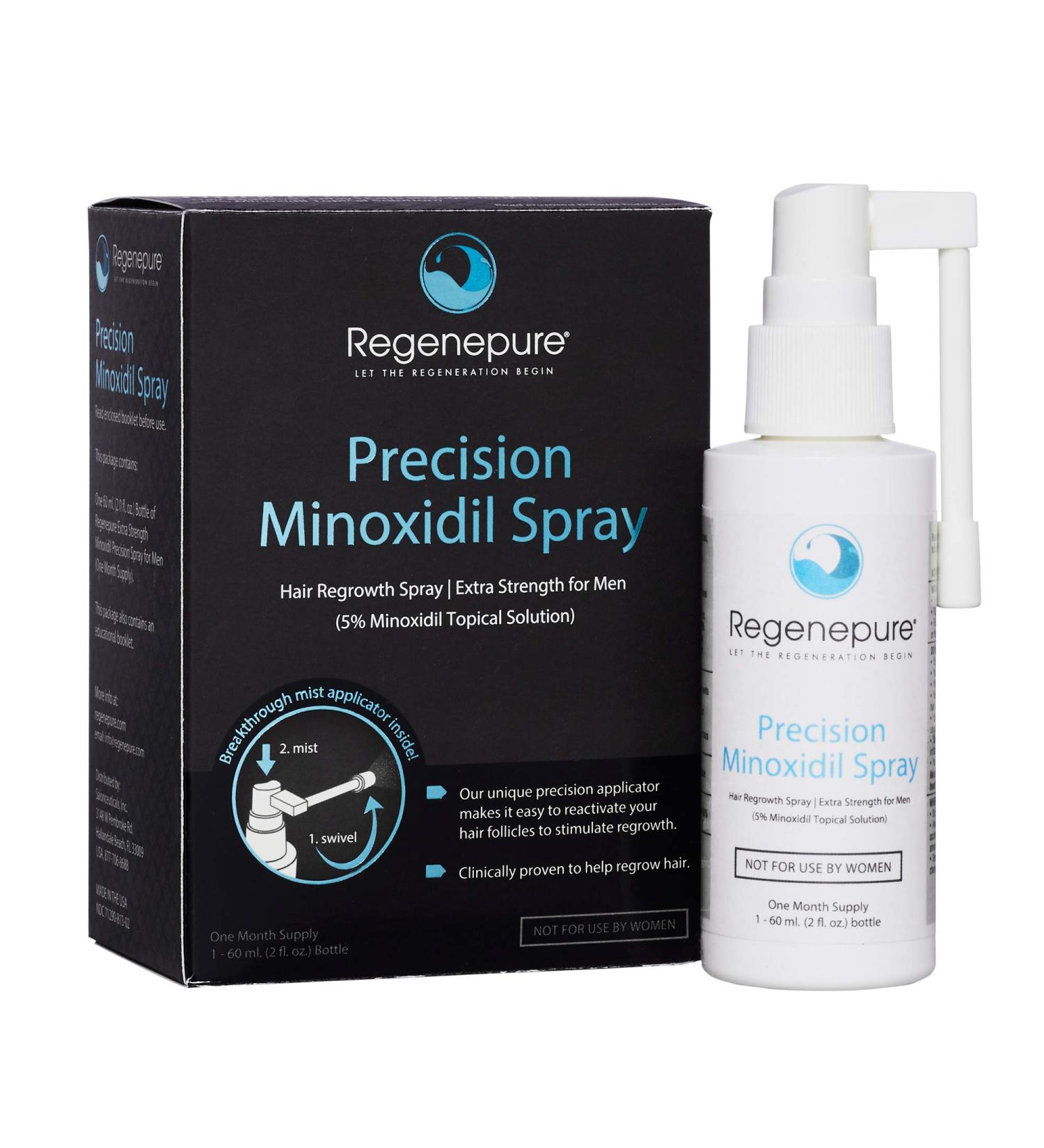 Regenepure Precision 5% Minoxidil Hair Growth Spray for Men - 2 oz - Buy Online on GoSupps.com