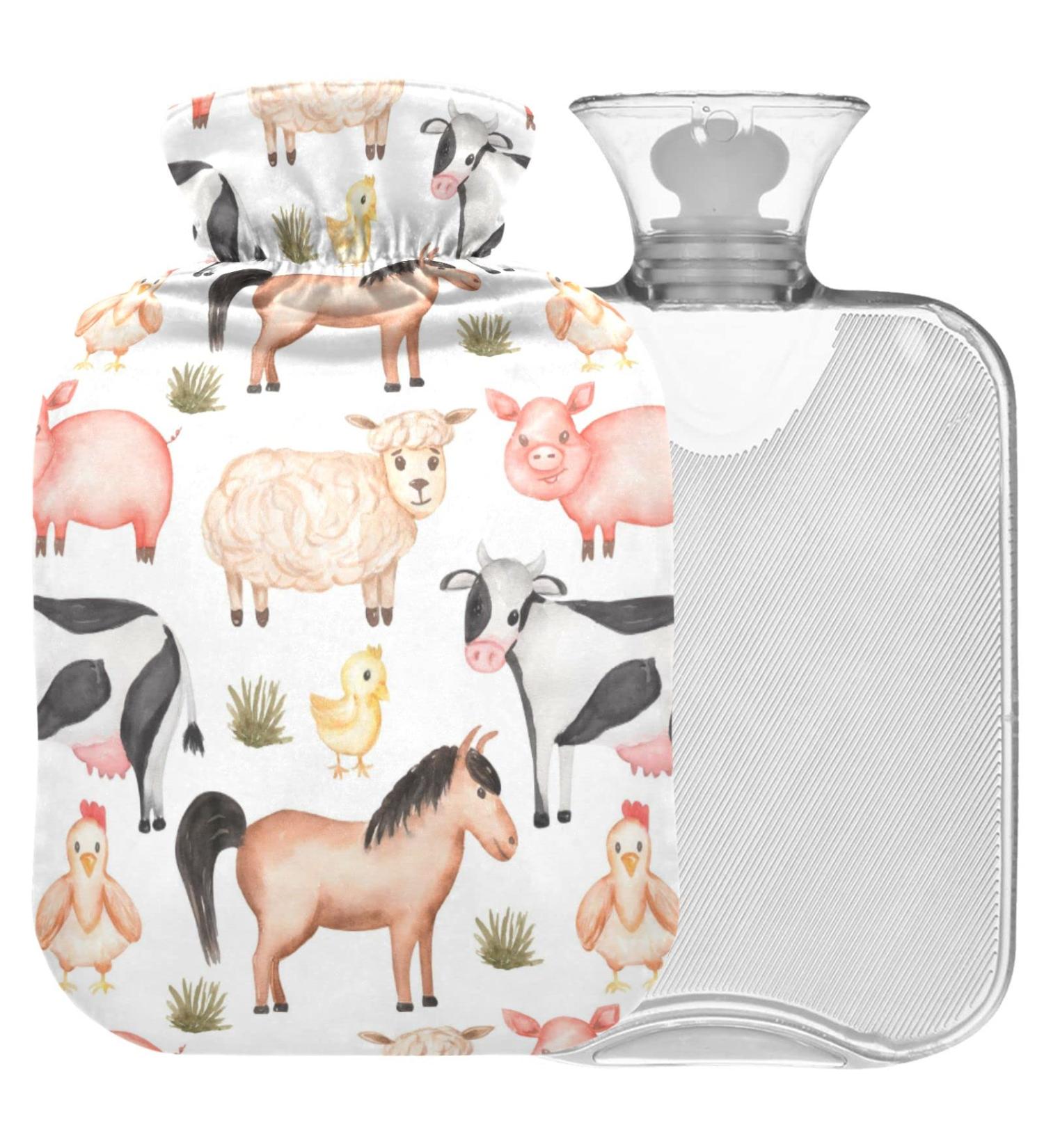NAANLE 2L Hot Water Bottle with Cover - Farm Animal Designs for Pain Relief & Heat Therapy | Ideal for Back Hand Foot & Neck Warmth - Buy Online on GoSupps.com