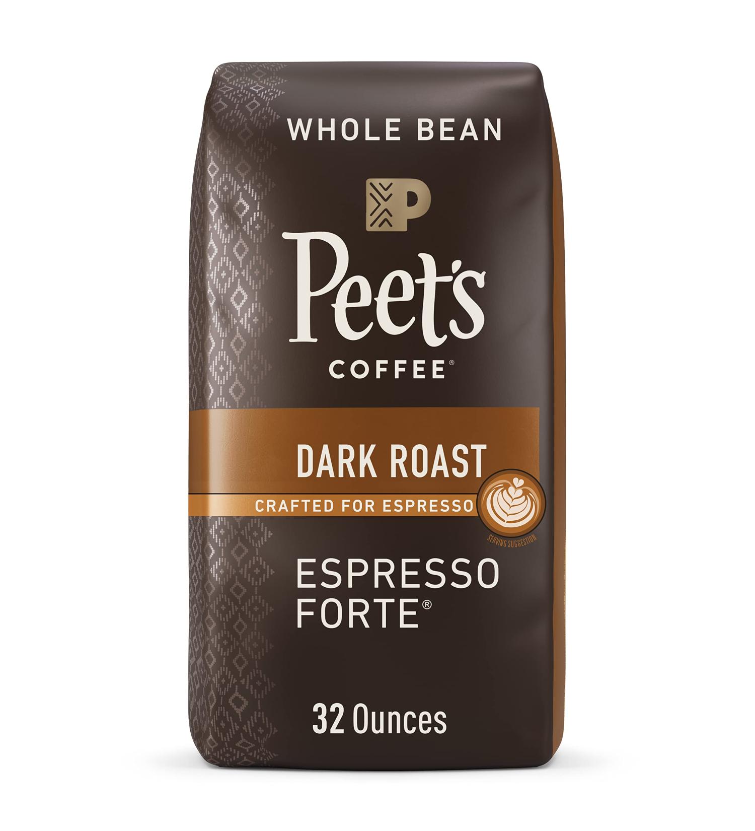 Peet's Coffee Espresso Forte Dark Roast Whole Bean Coffee - 32oz Bag - Buy Online on GoSupps.com