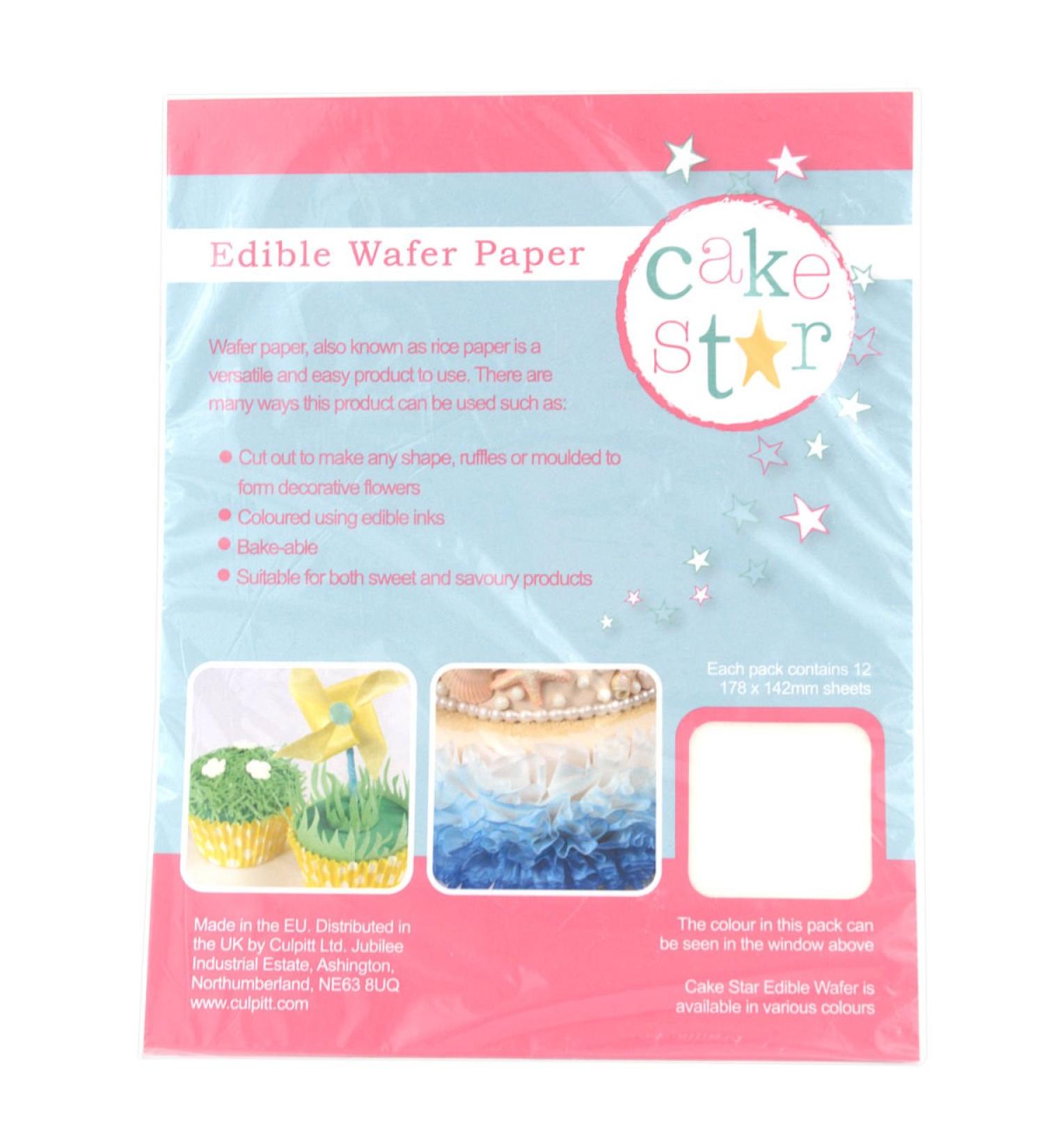 Cake Star White Wafer Paper 178 x 142mm 12 Sheets Rice Paper For Baking and Cake Decorating