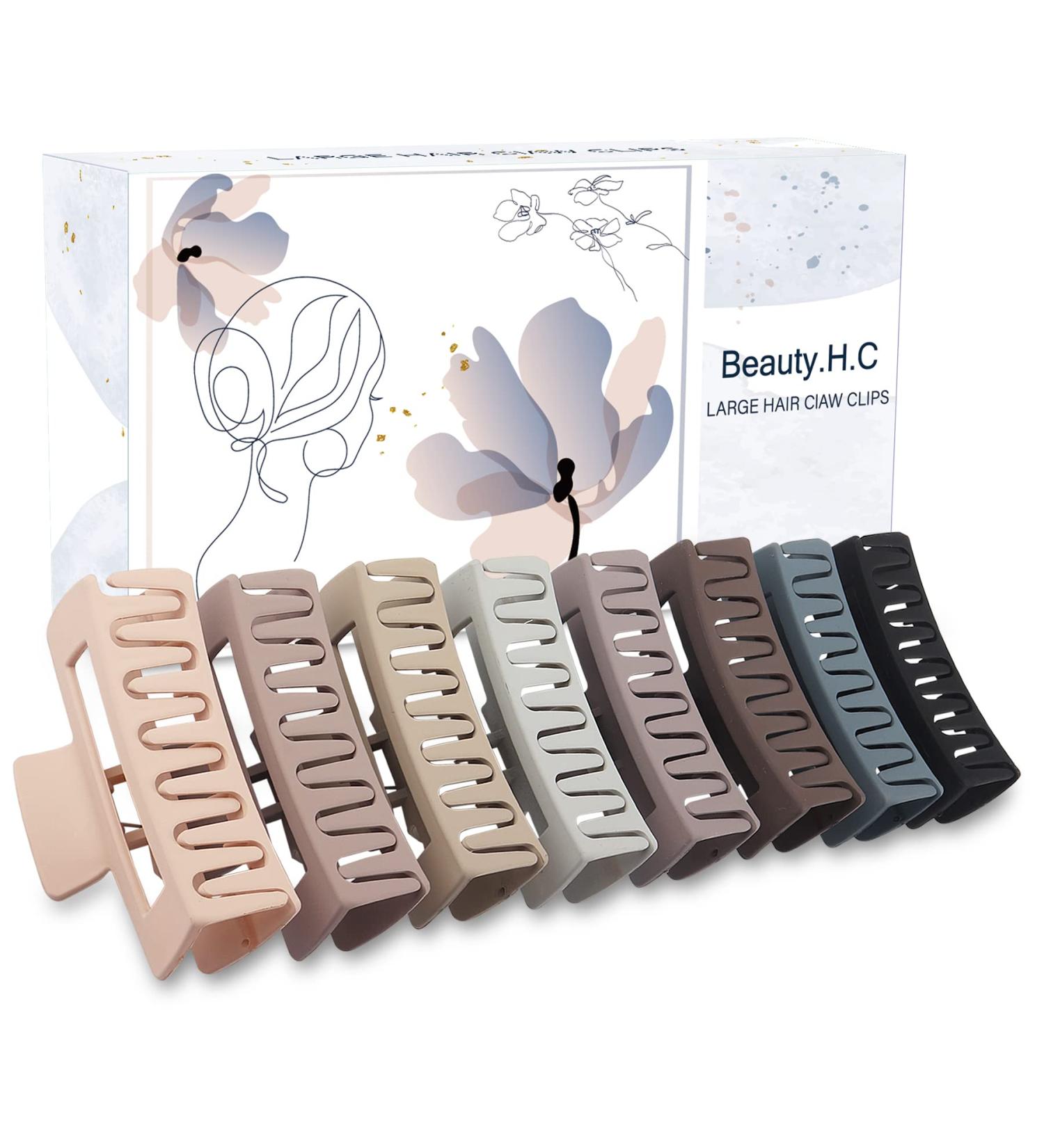 Beauty.H.C 8PCS Large Hair Claw Clips for Thick Thin Curly Hair - Strong Hold Jumbo Clips for Women & Girls - 4.1 Inch Matte Jaw Clips - Buy Online on GoSupps.com