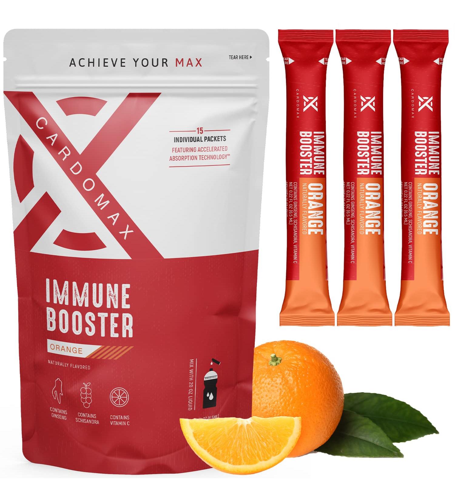 Immune Booster Liquid Drink Mix with Ginseng & Vitamin C - Orange Flavor Stick Packets (15 Count) - Enhance Immune Support Worldwide - Buy Online on GoSupps.com