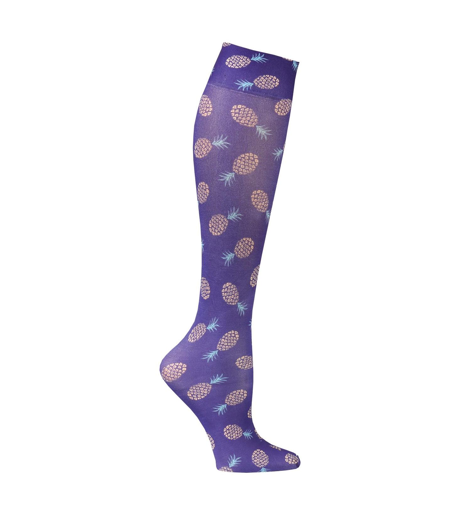 Celeste Stein Women's Mild Compression Knee High Stockings - Golden Pineapples