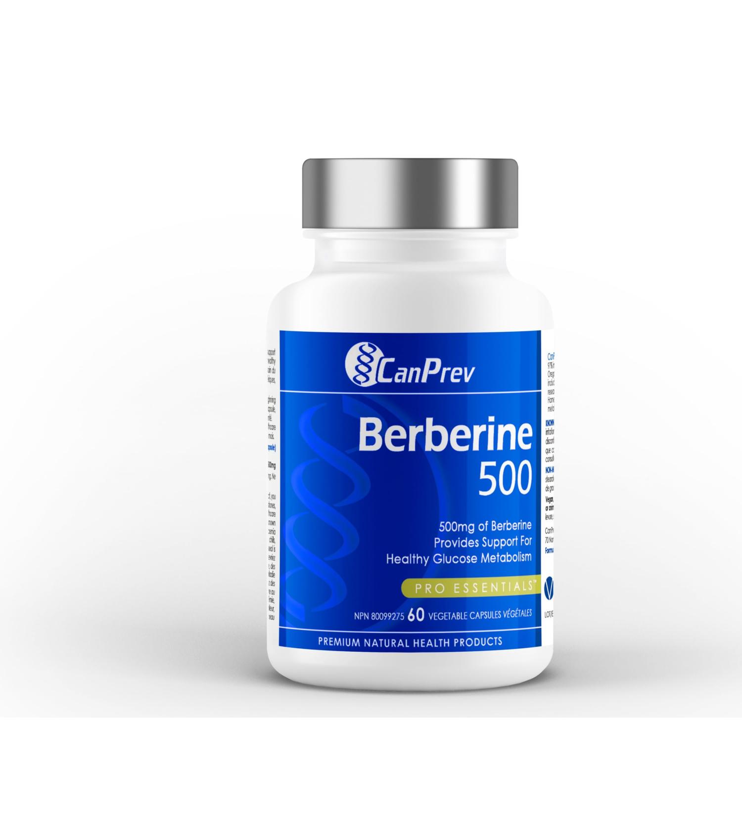 CanPrev - Berberine 500mg 60 v-caps - Provides Support for Healthy Glucose Metabolism - Helps Support Healthy Cholesterol Levels and Blood Lipid Levels - Source of Antioxidant - Buy Online on GoSupps.com