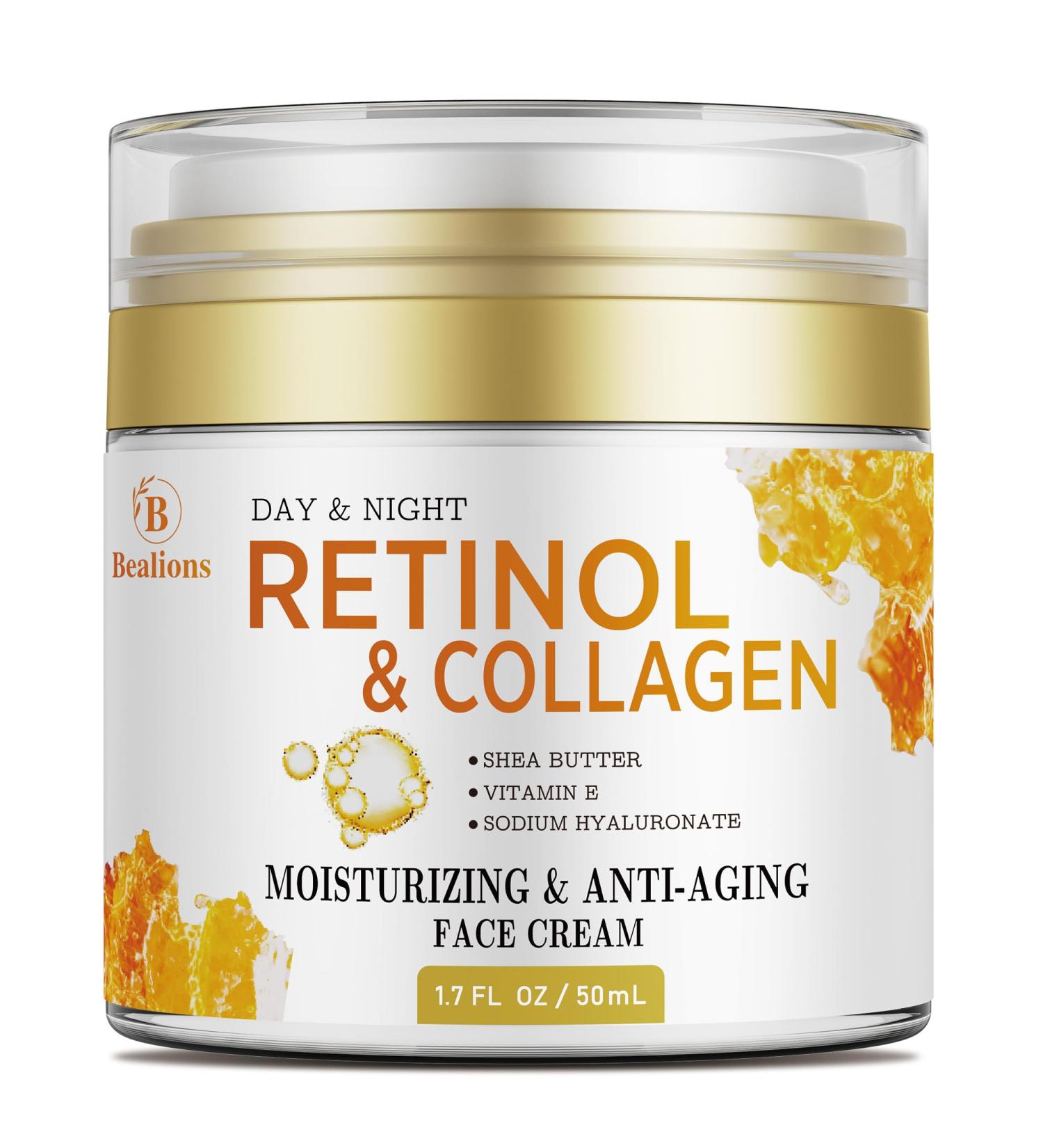 Retinol Cream for Face Anti Aging: Wrinkle Cream for Face Neck with Collagen Hyaluronic Acid - Night Moisturizer for Men Women - Facial Skin Care Gift for Mom Dad Sister Light Yellow 1.7 Fl Oz (Pack of 1) - Buy Online on GoSupps.com