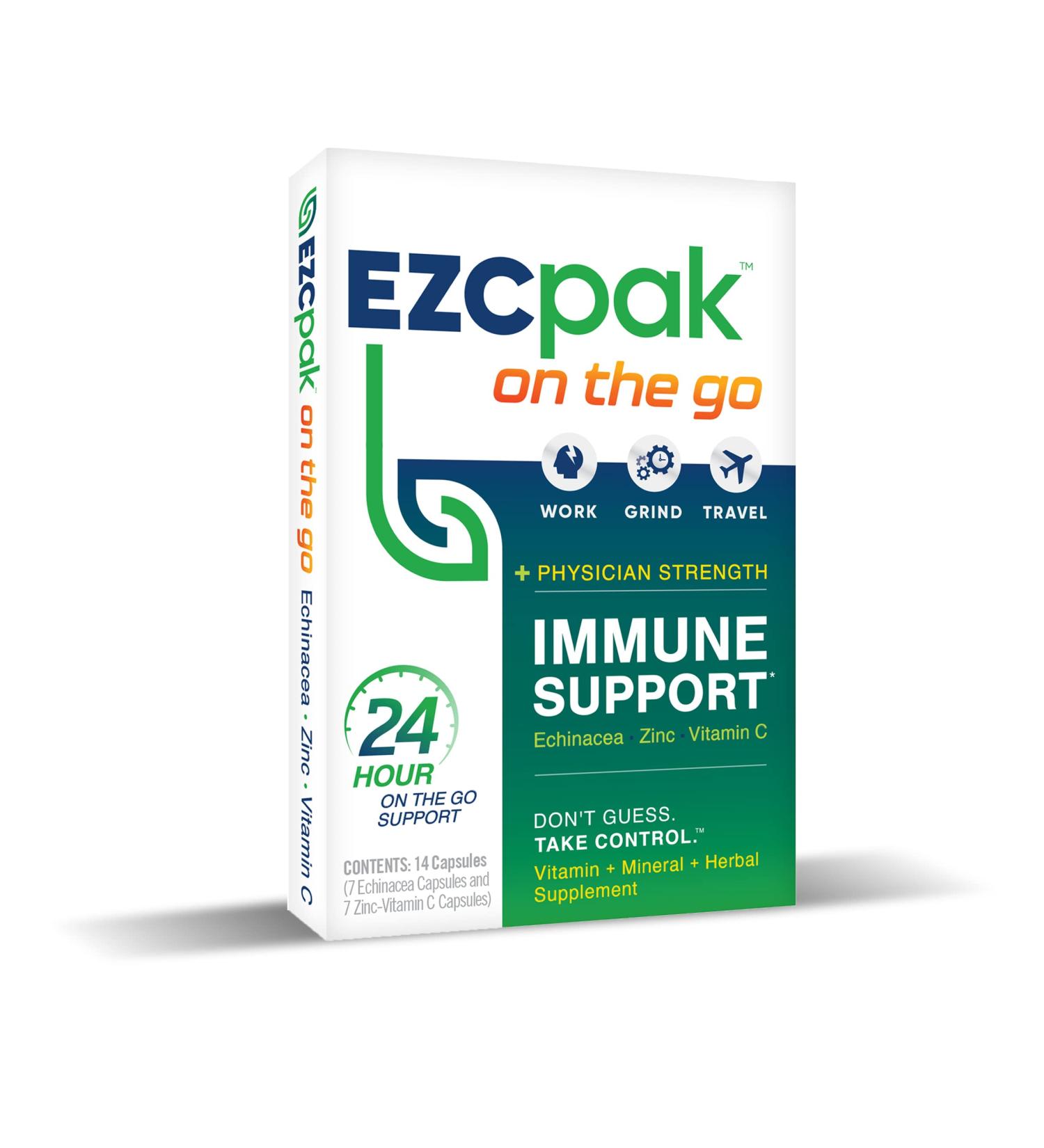 EZC Pak On The Go Immune Booster with Echinacea, Vitamin C & Zinc - Immune Support Supplement - Buy Online on GoSupps.com