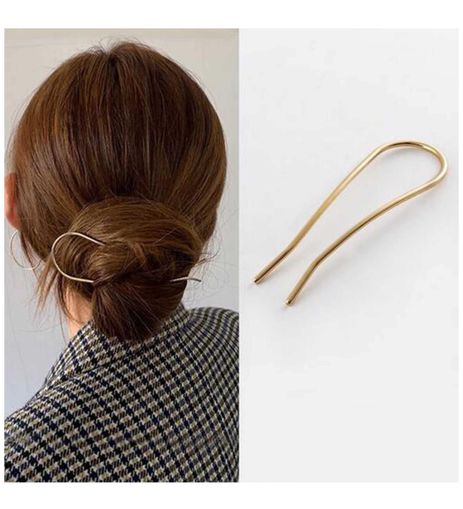 Yheakne U-Shaped Hairpins | Vintage Metal Hair Accessories for Women & Girls | Gold & Silver Bun Sticks | Perfect Gift - Buy Online on GoSupps.com