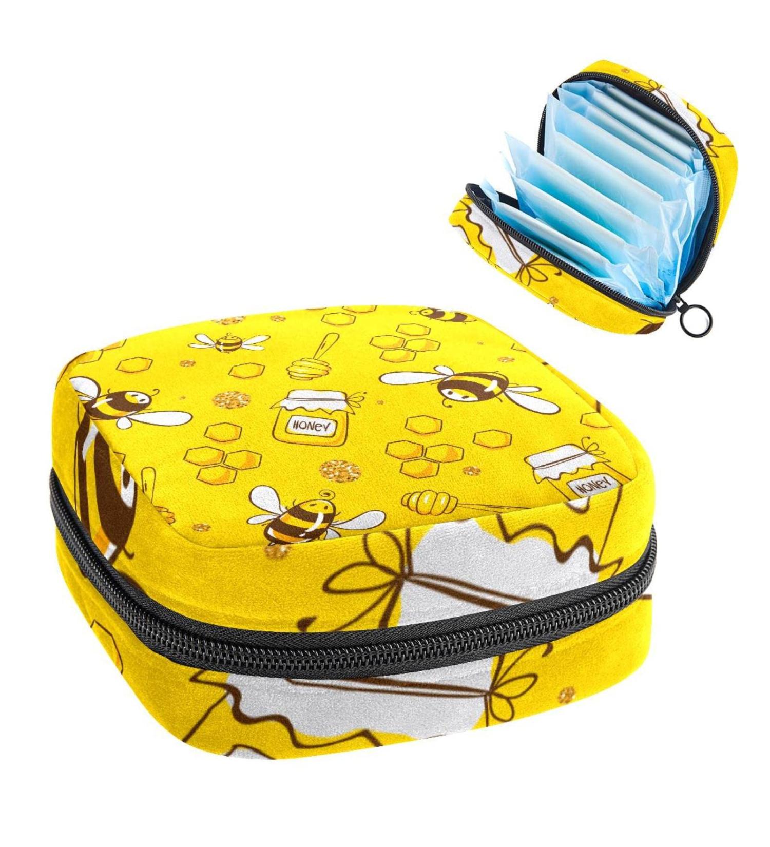 Women's Bonds Storage Bag - Portable Stillpad Holder Flying Bee Honey Yellow Period Kit Bag for Girls - Buy Online on GoSupps.com