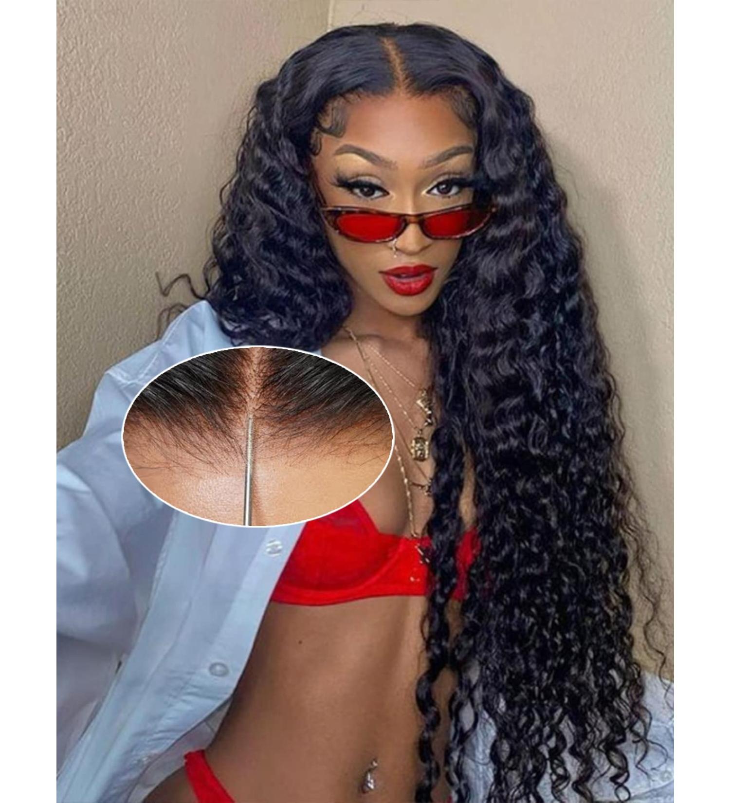 26 Inch Deep Wave HD Glueless Human Hair Wig - 180% Density, Pre-Plucked & Pre-Cut for Natural Black Look | 3D Dome Cap for Easy Wear and Go - Buy Online on GoSupps.com