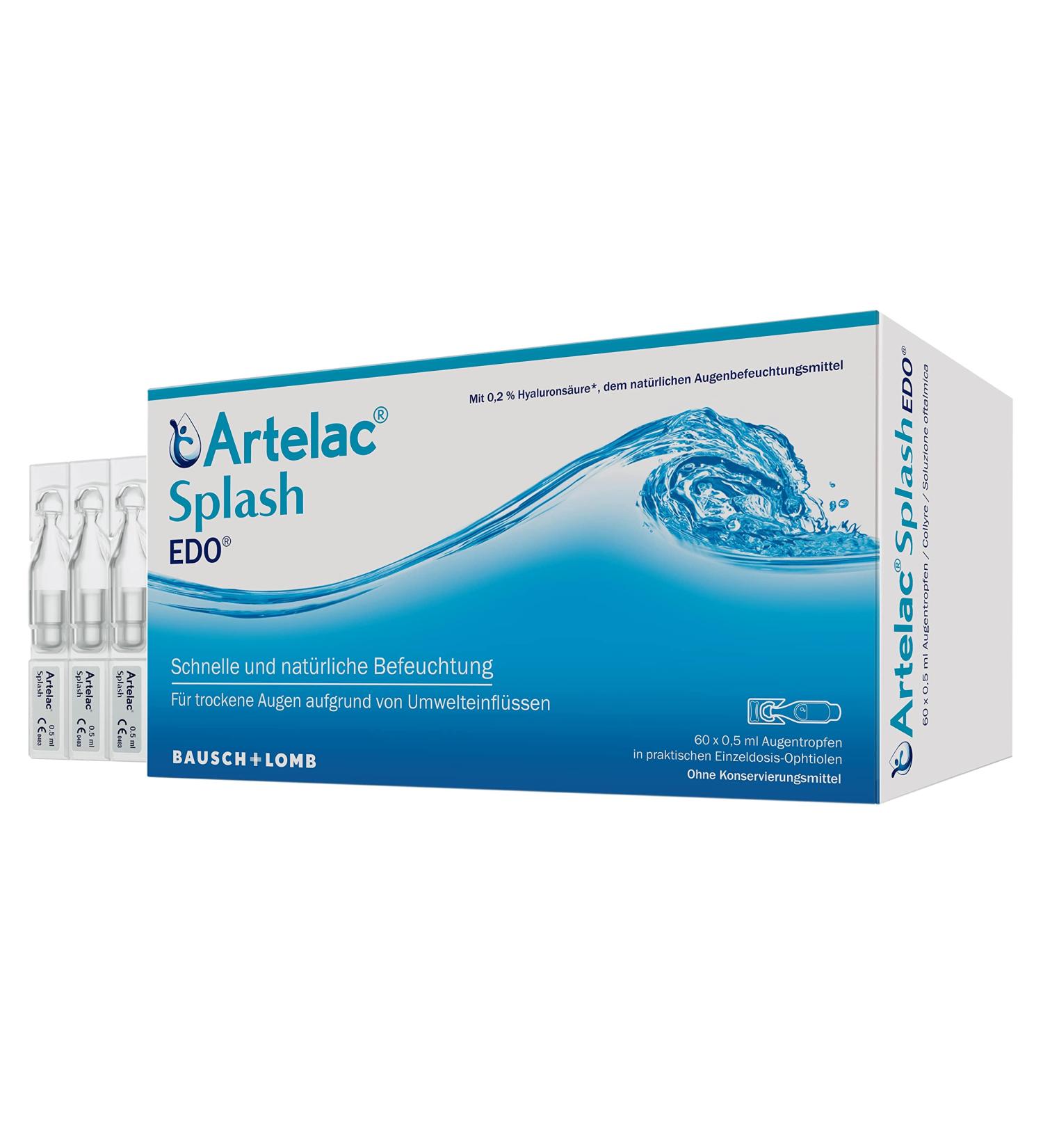 Artelac Splash EDO Eye Drops - Hyaluronic Acid for Dry Eyes & Contact Lenses 60 x 0.5 ml | International Shipping Available - Buy Online on GoSupps.com