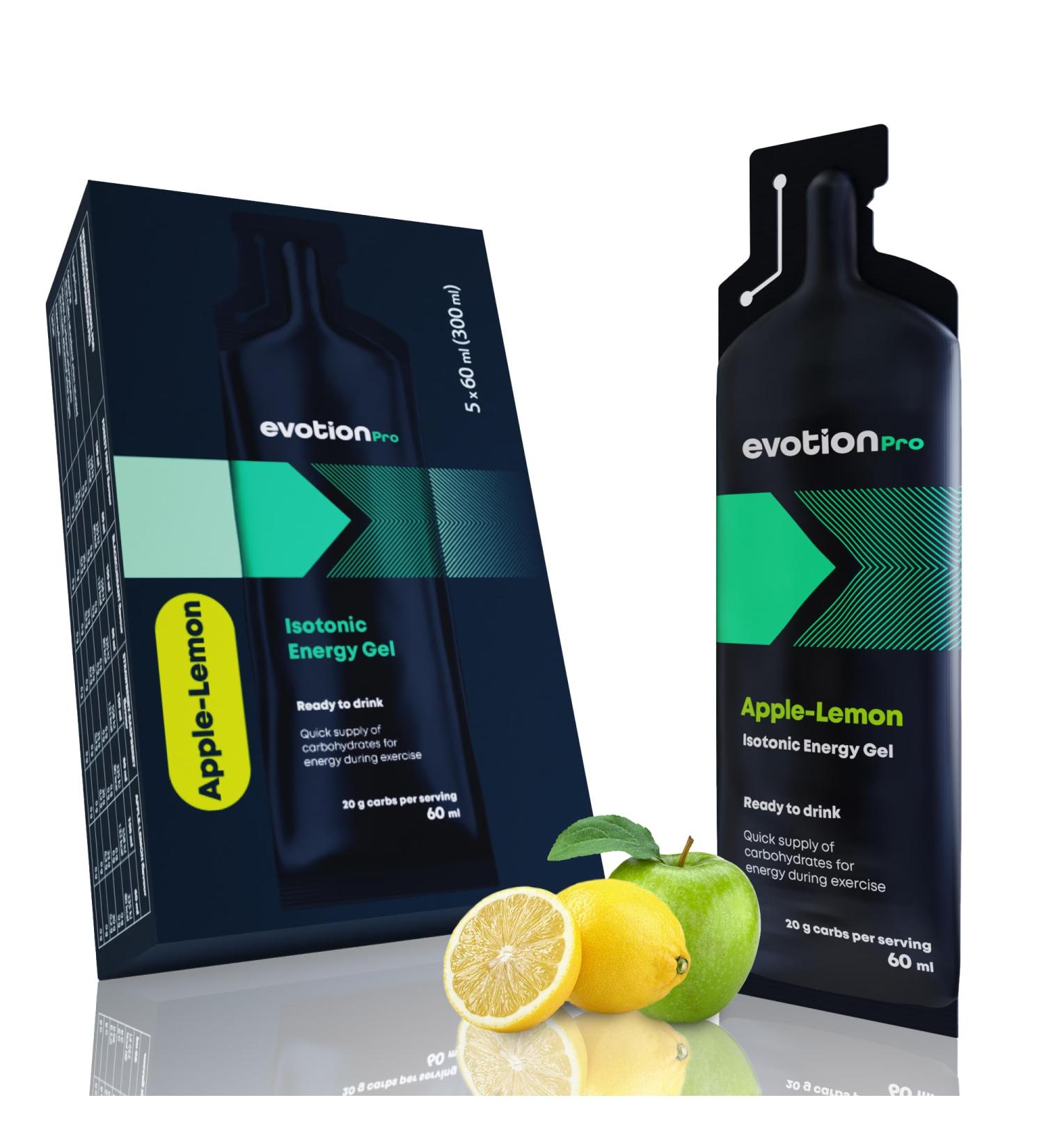 Evotion Pro High Energy Gel - 5 x 60ml | 80KCAL | 20G Carbs | Apple Lemon Flavor | Ideal for Marathon & Running | Maltodextrin Sports Gel - Buy Online on GoSupps.com