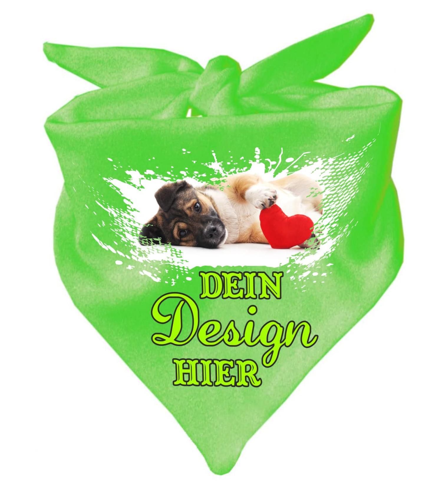 Dog triangular scarf personalized with your desired motif (color: lime) (size 1 (55 cm)) 55 x 18 lime