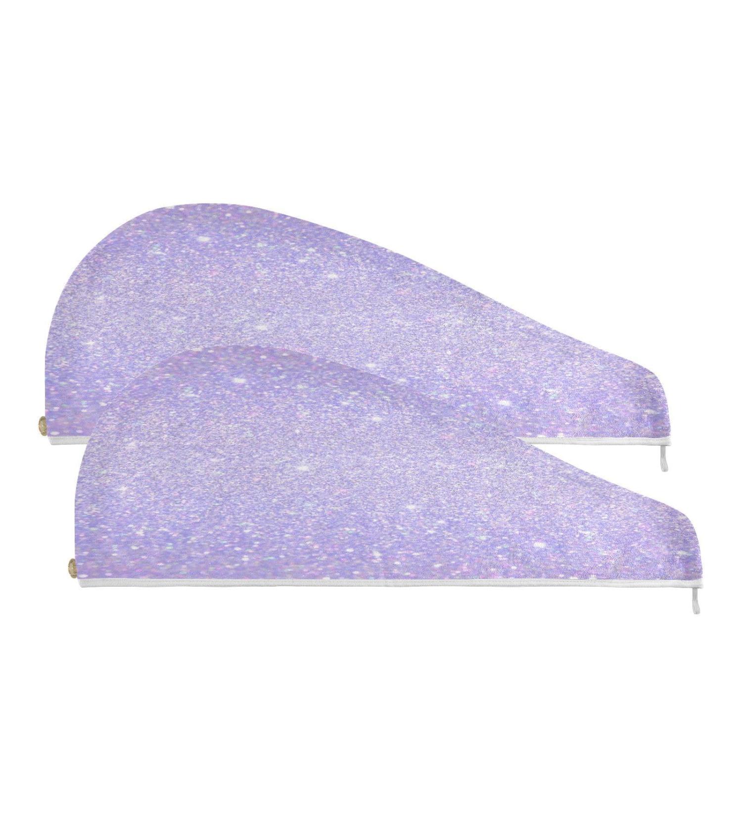 Shiny Glitter Lavender Dry Hair Cap Set - 2 Quick Drying Towels & Button Headband Super Absorbent & Comfortable - Buy Online on GoSupps.com