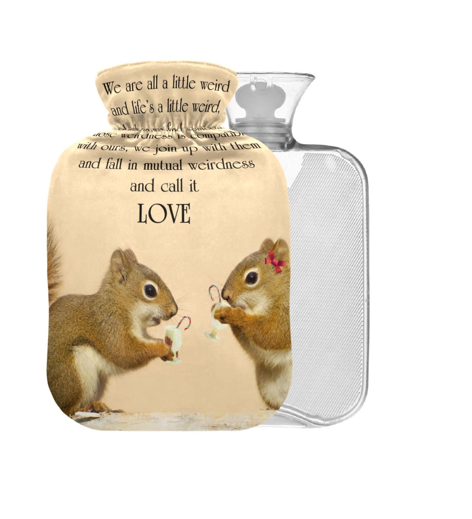 Squirrel Hot Water Bottle with Cover - 1L Small Pain Relief Bag BPA-Free Ideal for Cramps & Comfort - Buy Online on GoSupps.com
