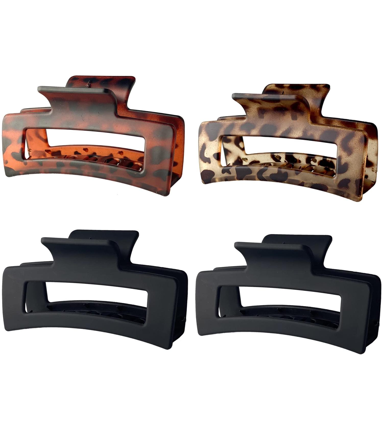 OWIIZI Big Claw Clips for Thick Hair - Matte Leopard, 4.1 Inch, Non-Slip Strong Hold, Jumbo Clips for Women, 4-Pack (Color 001) - Buy Online on GoSupps.com