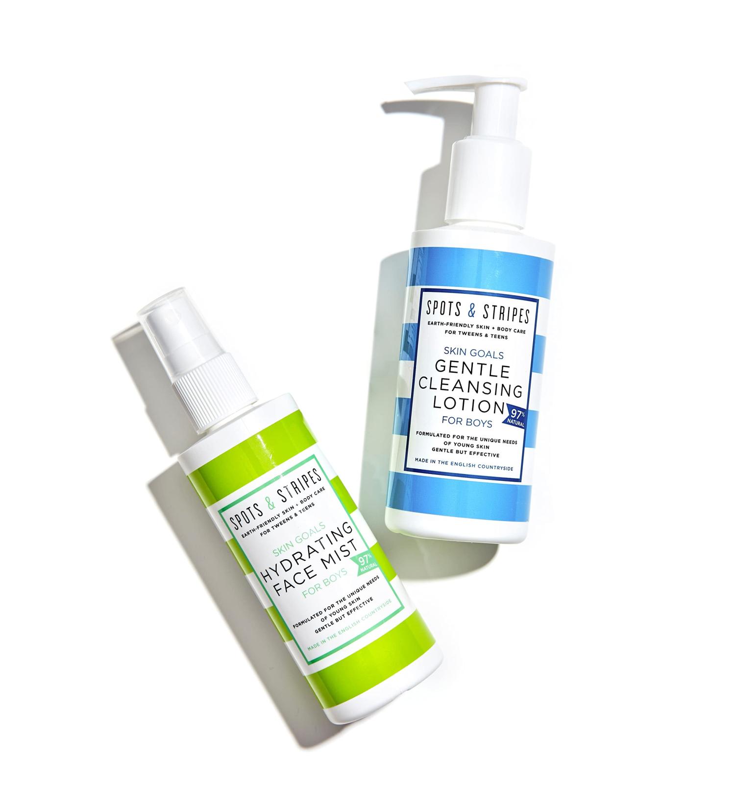 Spots & Stripes Teen Skincare Duo for Boys - Natural Essentials with Virgin Coconut, Cucumber, Aloe Vera (150ml and 125ml) - Buy Online on GoSupps.com