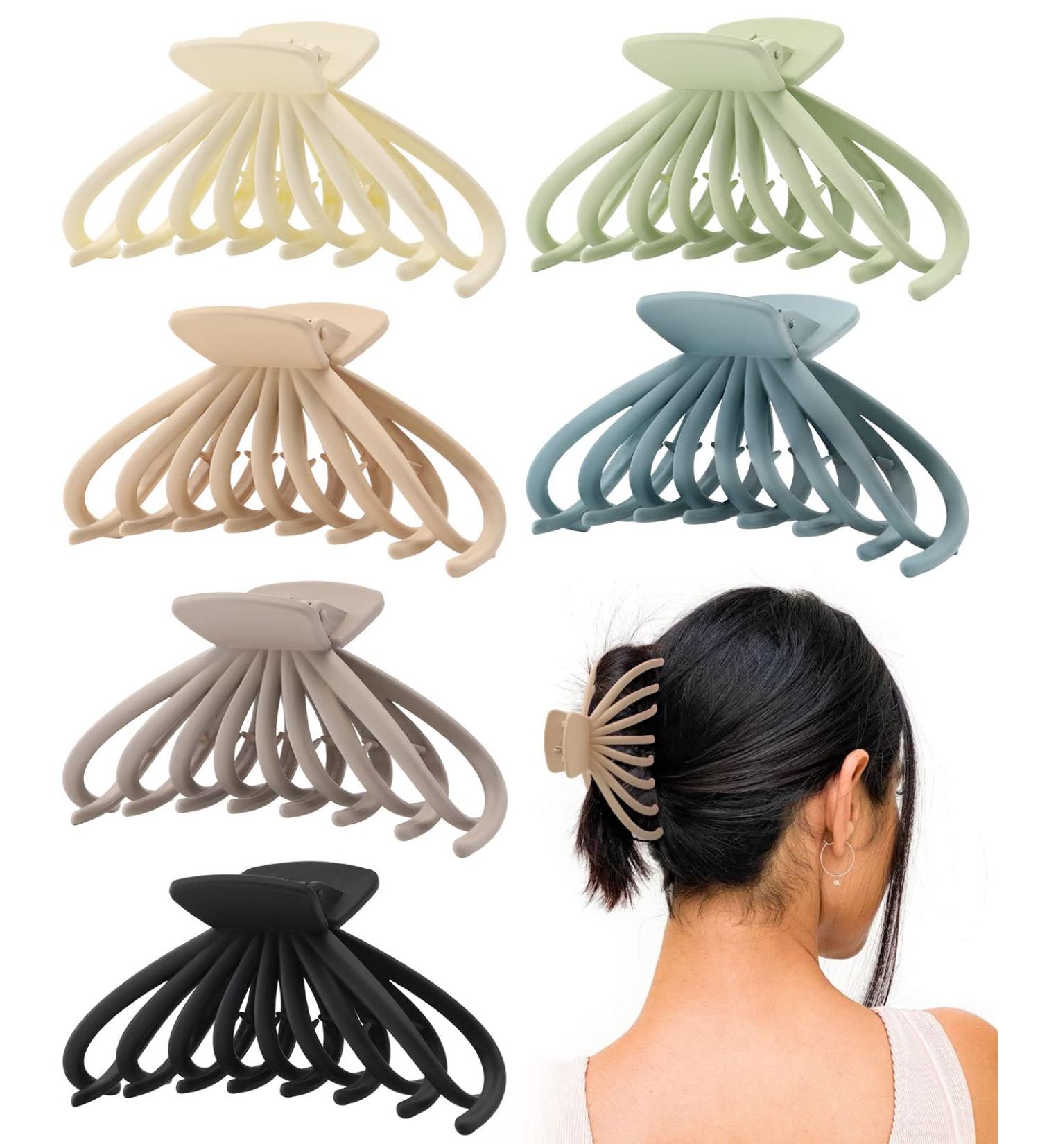6Pcs Extra Large Neutral Hair Clips for Women - Matte Jumbo Strong Hold Hair Claws for Thick Thin Hair - Non-slip Jaw Claw Clip with Box - Hair Accessories for Christmas Gifts - Buy Online on GoSupps.com