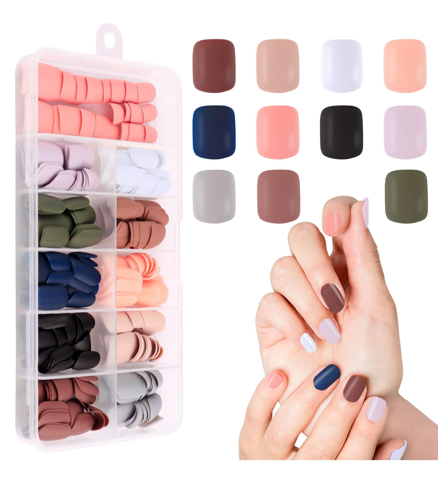 WSYUB Matte Short Square Press On Nails - 264Pcs Acrylic Fake Nails Full Cover - Buy Online on GoSupps.com