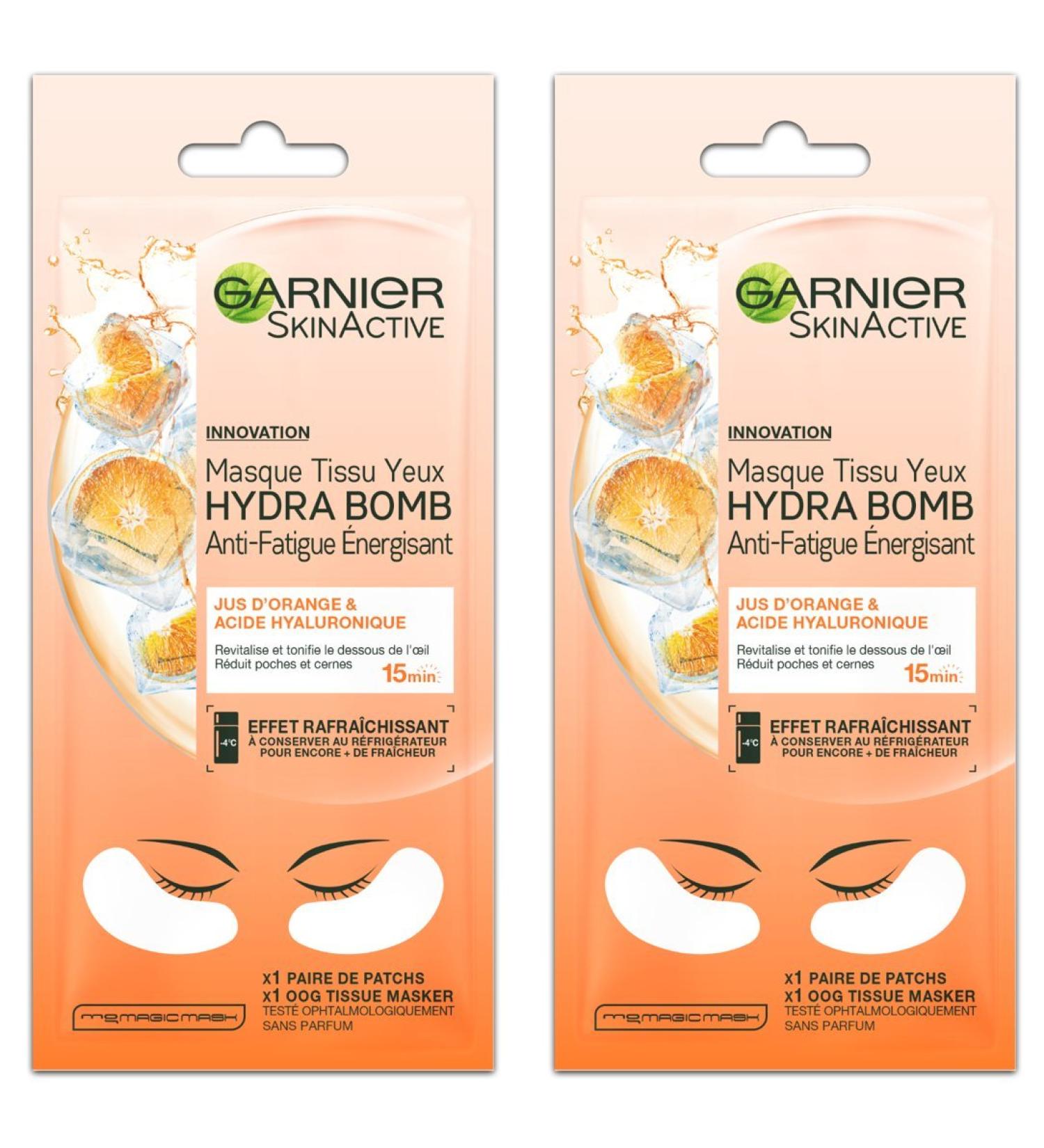Garnier SkinActive Hydra Bomb Fabric Eye Mask Anti-Aging and Energizing 2 Pack
