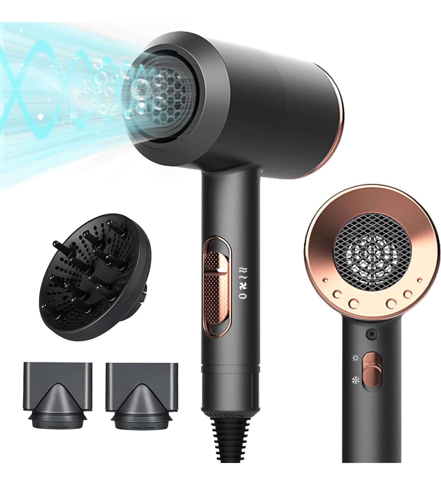 2000W Ionic Hair Dryer with Diffuser - Professional Fast Drying Blow Dryer for Women - 2 Speed 3 Heat Settings - Cool Shot Button - Travel Hairdryer (Black) - Buy Online on GoSupps.com