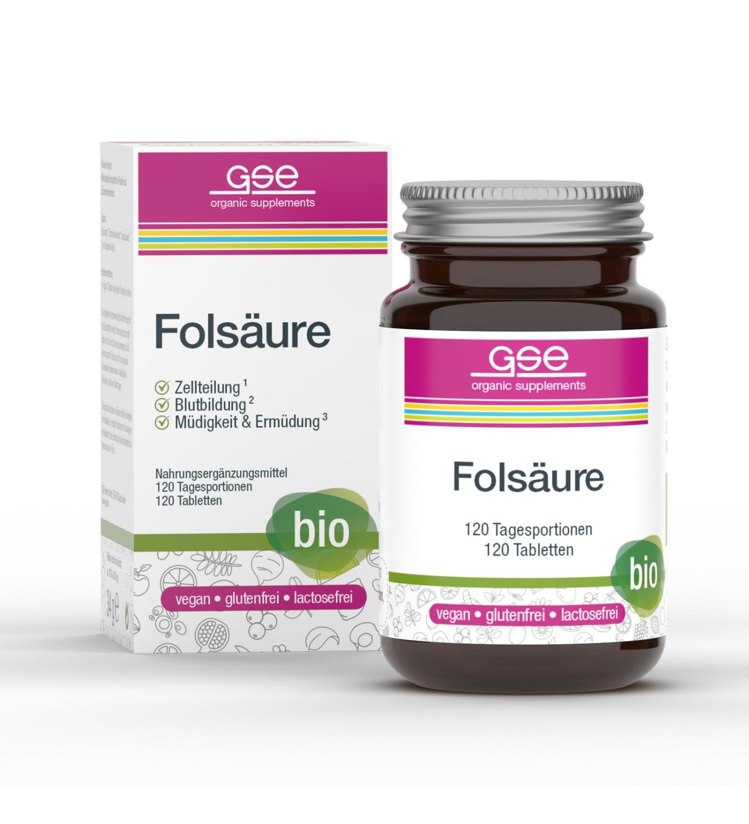 Buy GSE Folic Acid Compact Tablets - Organic B Vitamins from Lemon Peels 100% Vegan No Added Sugar | International Shipping - Buy Online on GoSupps.com