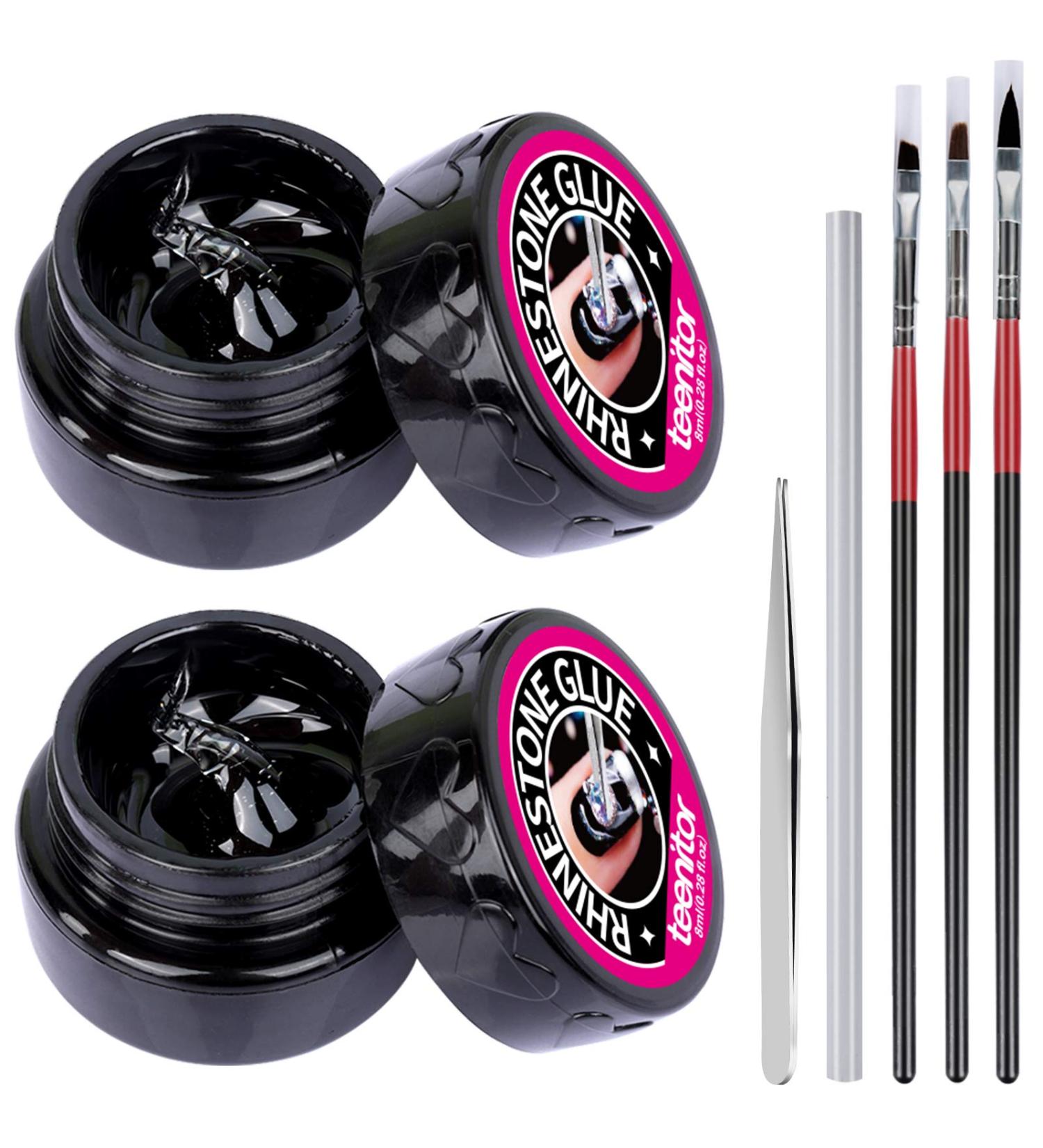 Teenitor Rhinestone Resin Glue Kit - 8ml Gem Gel, 3 Nail Brushes, Wax Pen, Tweezers - Nail Art Decoration Tools (UV/LED Cure) - Buy Online on GoSupps.com