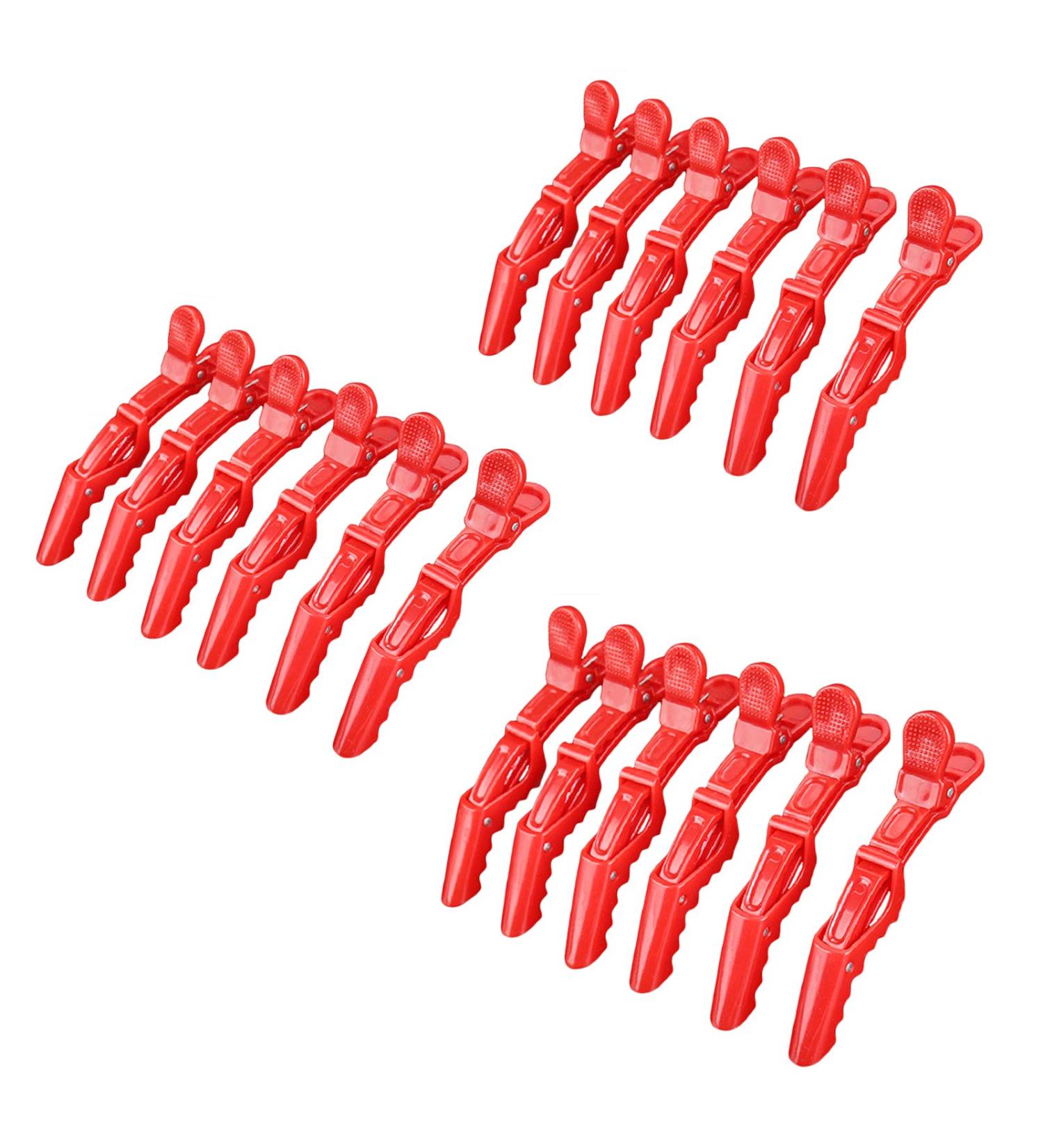 Cicilin 18 Pieces Plastic Hair Clips Hair Pins NonSlip Handle Professional Hair Clips Ideal for Hairstyle Hairstyle Sections Curling Red - Buy Online on GoSupps.com