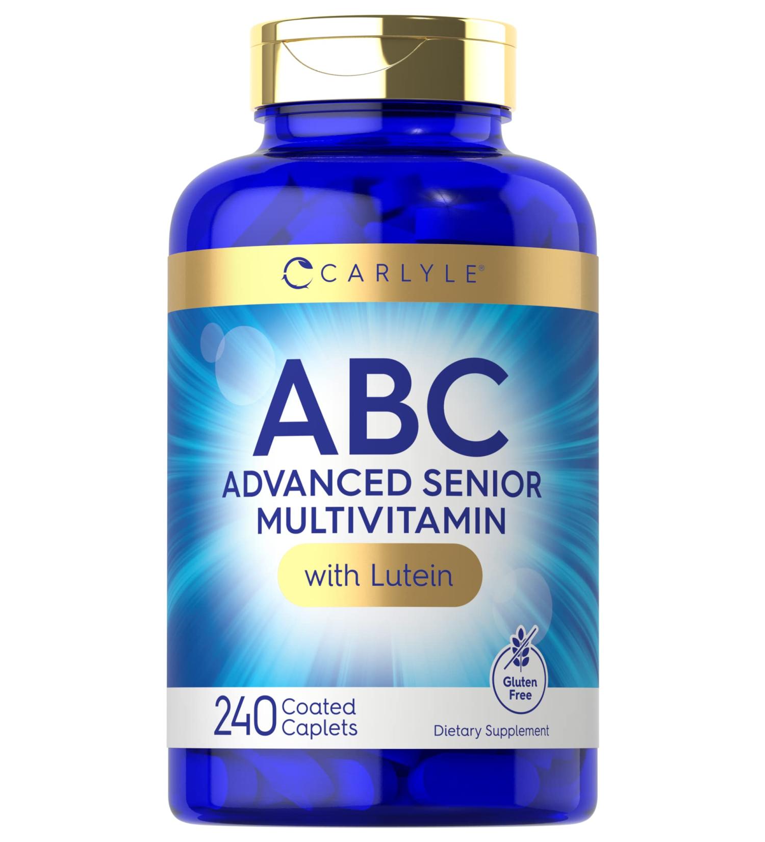 Carlyle Senior Multivitamin 240 Tablets with Lutein & Lycopene | ABC Advanced Supplement | Non-GMO Gluten Free | Men & Women Over 60 - Buy Online on GoSupps.com