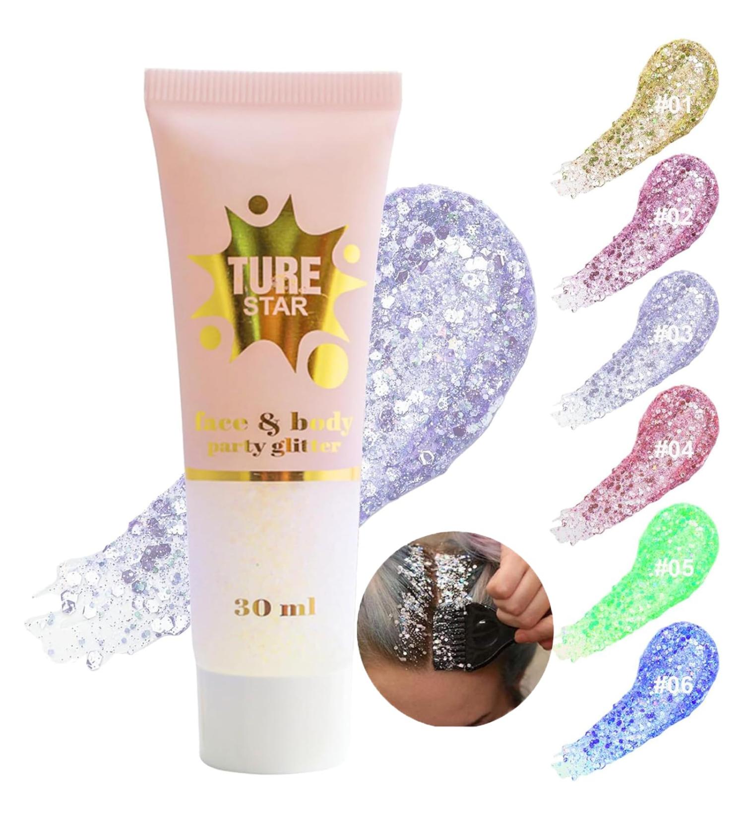 Aonat Body Glitter Gel 30ml - Long-Lasting Purple Glitter Makeup for Face Hair Lips & Nails | Festival & Party Essential - Buy Online on GoSupps.com