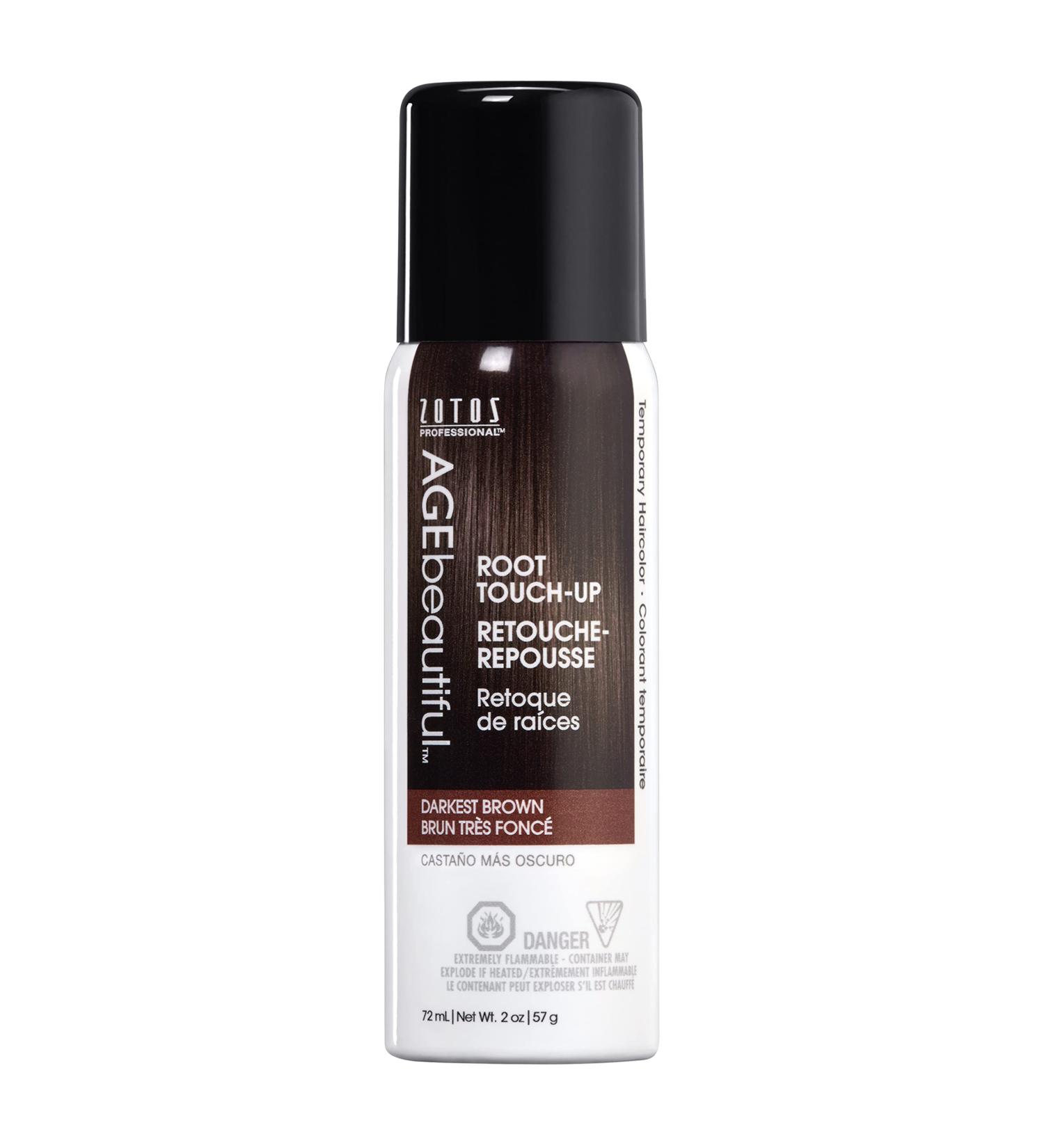 AGEbeautiful Root Touch Up Hair Color Spray - Temporary Gray Concealer in Black/Brown/Blonde/Red Darkest Brown - Buy Online on GoSupps.com