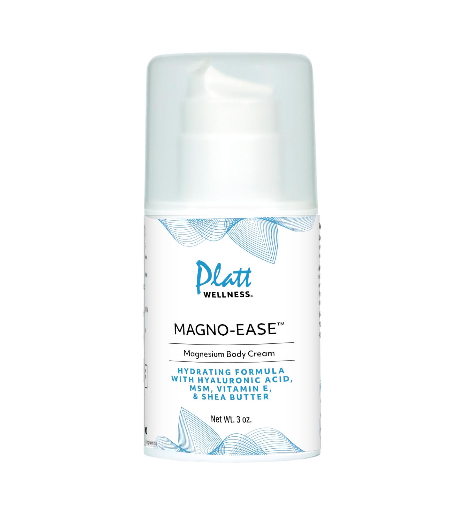 Platt Wellness Magno-Ease Magnesium Body Cream with Hyaluronic Acid MSM Vitamin E & Shea Butter Hydrating Topical Formula for Skin Nourishment and Daily Relaxation - Buy Online on GoSupps.com