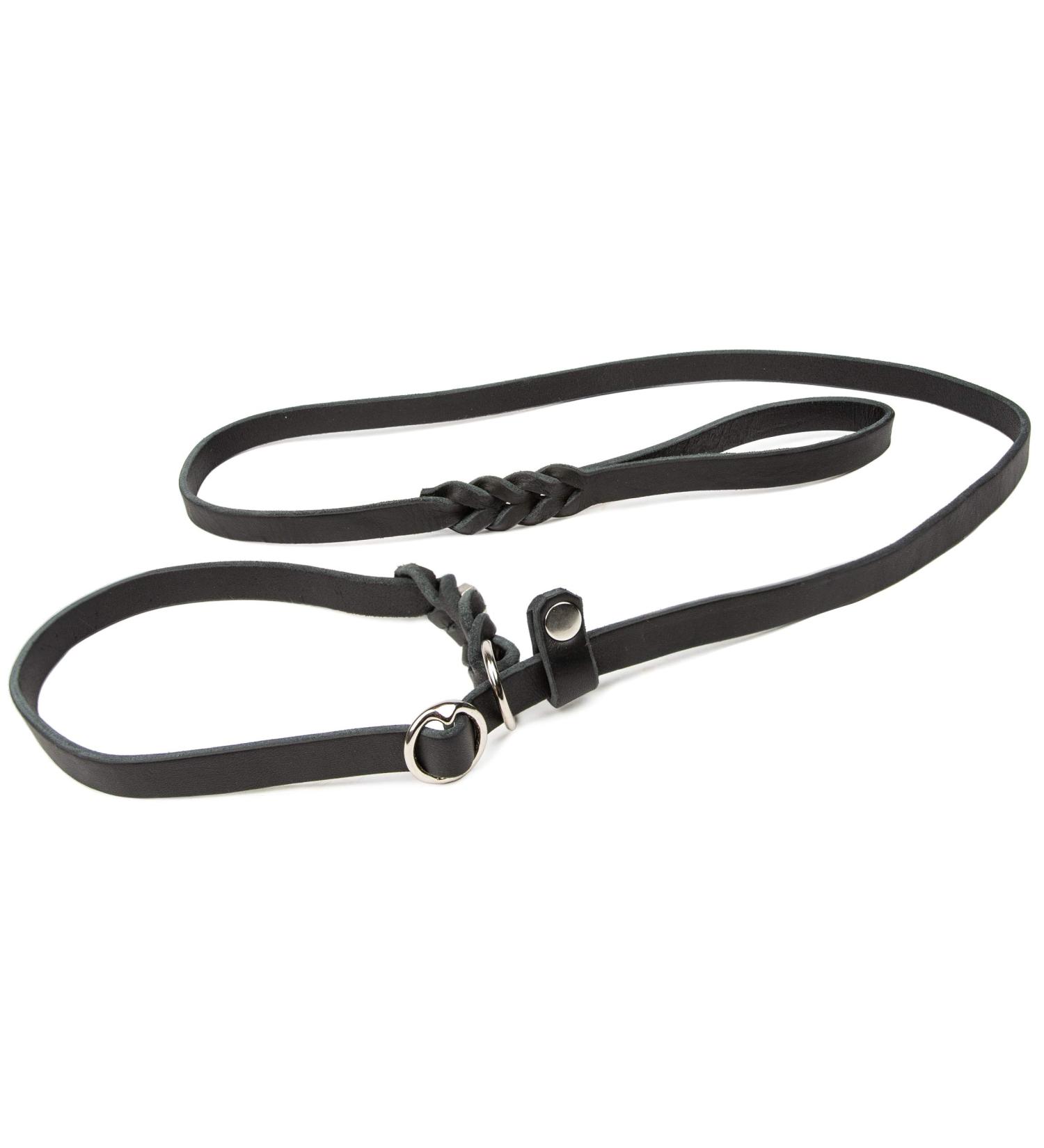 Copcopet Retriever Agility Line - 1.40m x 18mm Black Fat Leather Dog Leash - Chrome-Plated Quality for Strong Retrieve & Training - Buy Online on GoSupps.com