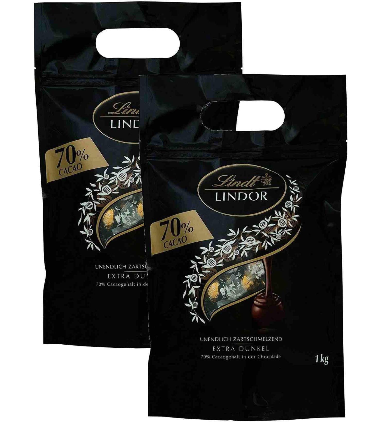 Lindt & Spr ngli Boules Lindor chocolat extra noir Lindt avec au moins 70% de cacao 2 x 1kg