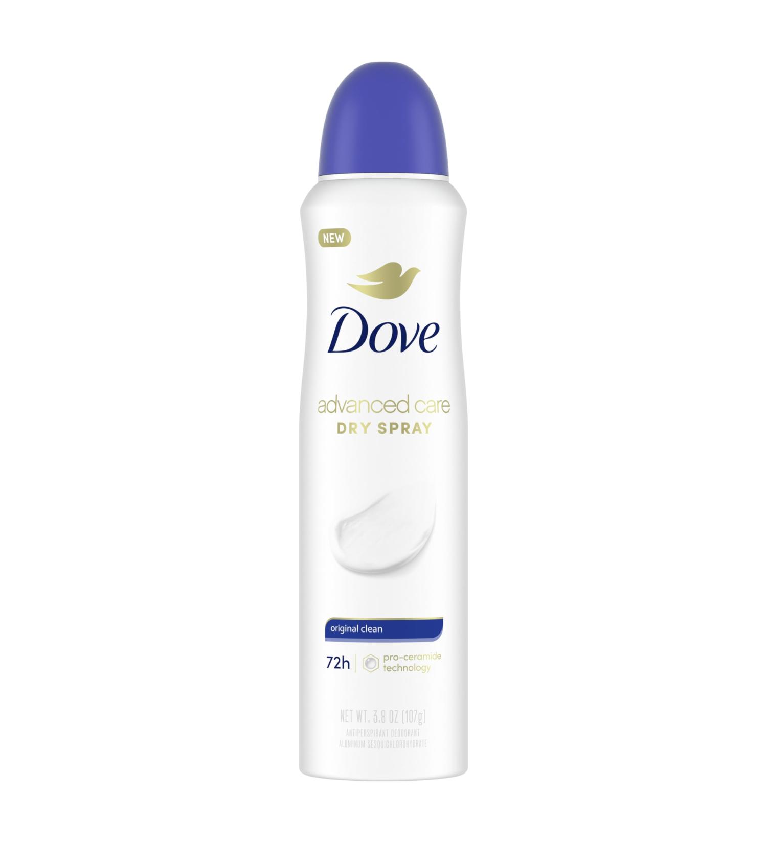 Dove Advanced Care Antiperspirant Deodorant Spray Original Clean for helping repair skin barrier after shaving 72-hour antiperspirant for soft underarms 3.8 oz 3.8 Ounce (Pack of 1) Original Clean - Buy Online on GoSupps.com