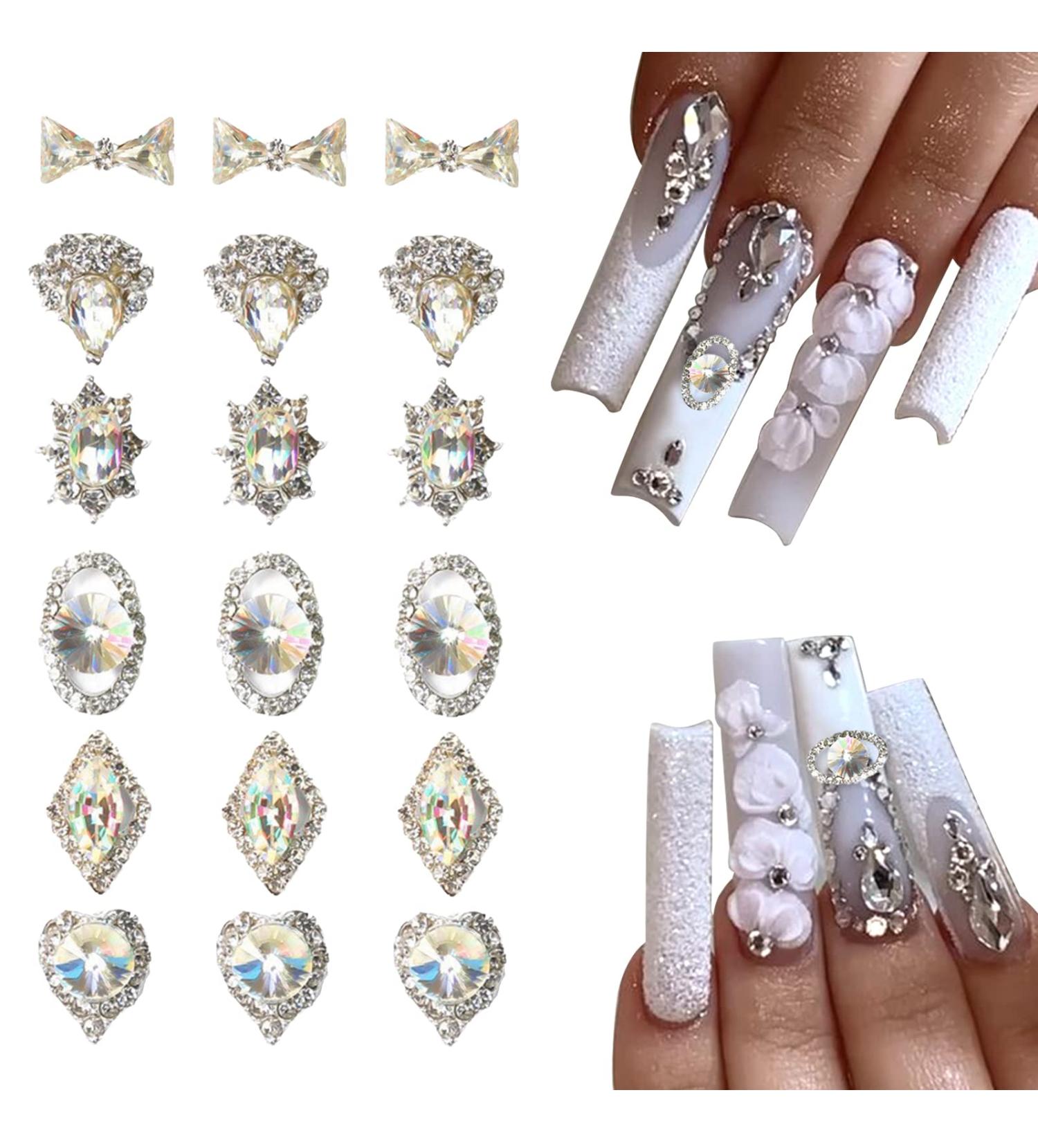YOSOMK Nail Charms: 30PCS 3D Iridescent Diamonds Rhinestones for Women's Acrylic Nail Art - Buy Online on GoSupps.com