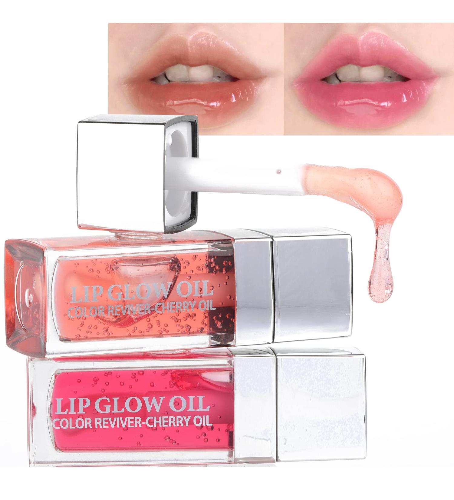 2 Pack Hydrating Lip Oil Set - Tinted Lip Balm Gloss for Plump and Revitalized Lips - Clear & Non-sticky Formula - Pink & Rosewood Shades - Buy Online on GoSupps.com