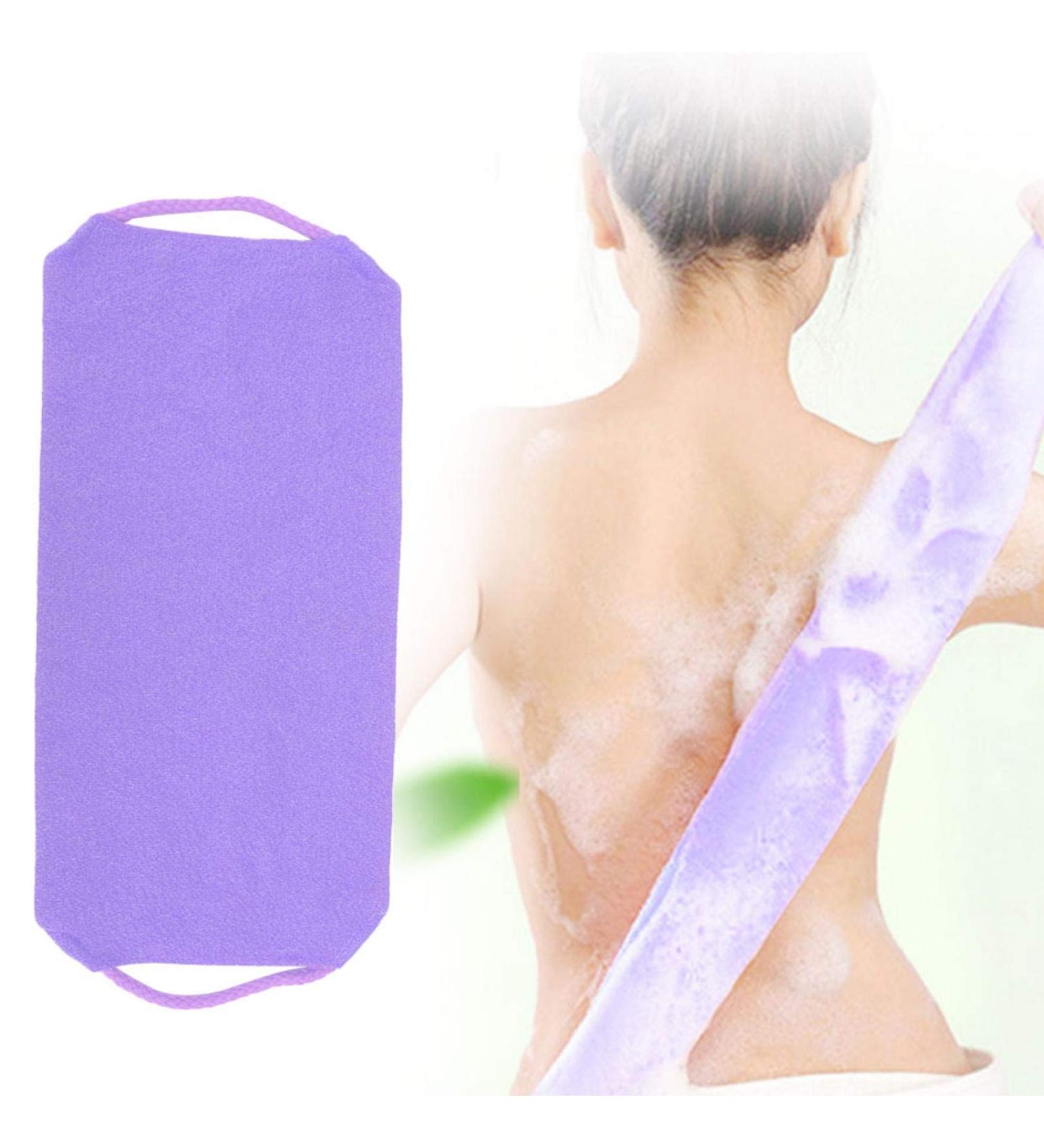 Back Scrubber for Shower - Exfoliating Elastic Bath Towel Strap in Purple | International Shipping - Buy Online on GoSupps.com