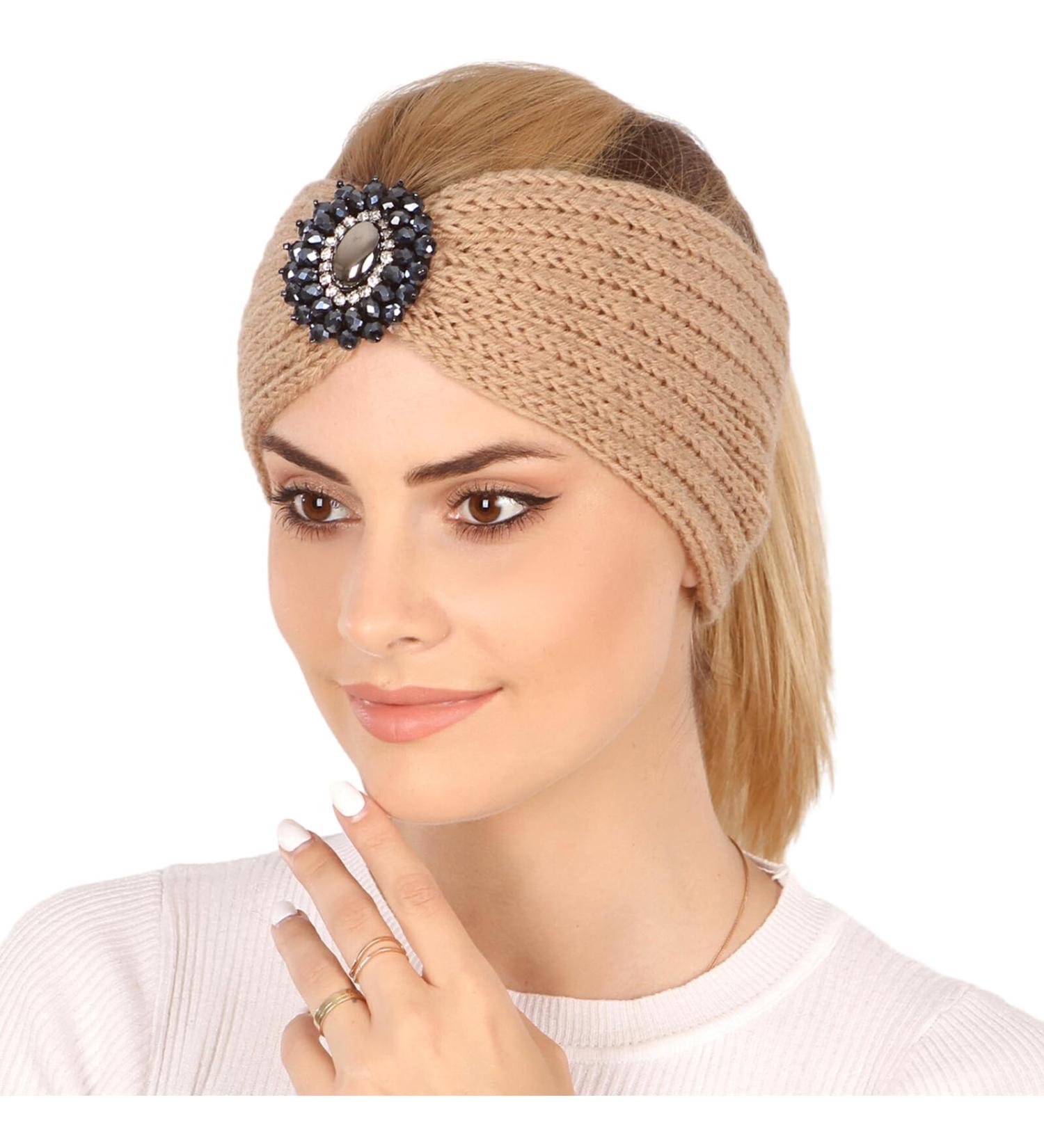 tieedhfu Stylish Crochet Headwear Lightweight Durable Multifunctional For Females Polyester Ear Warmer Head Warmer Comfortable Light tan - Buy Online on GoSupps.com