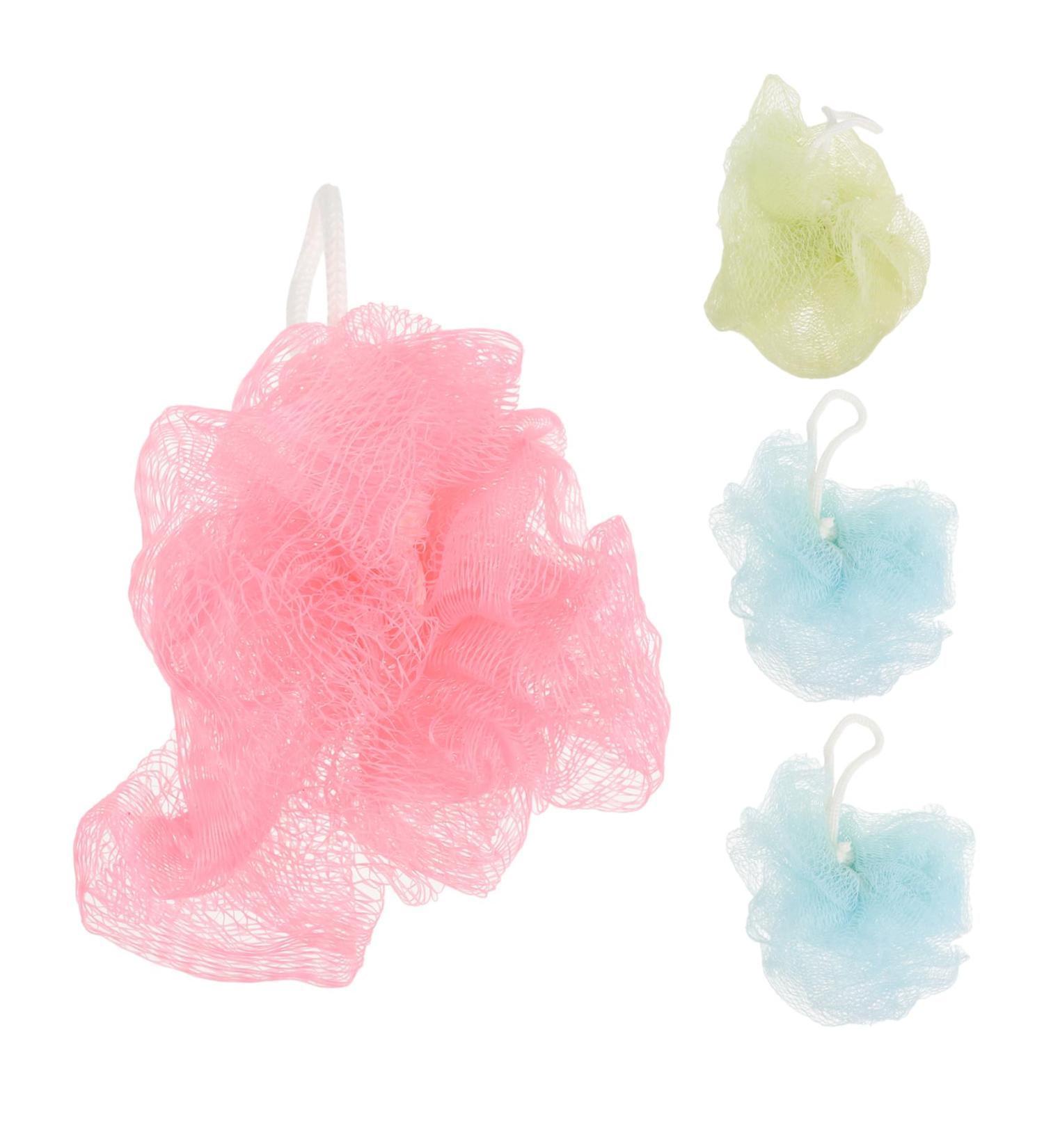 4PCS Bath Mesh Pouf Shower Sponge - Soft Bath Loofahs & Bath Balls for Luxurious Cleansing | International Shipping Available - Buy Online on GoSupps.com