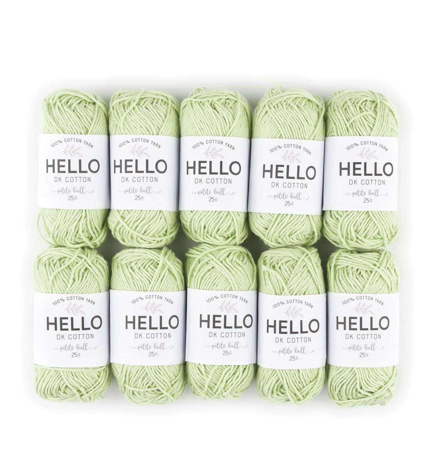 Hello Hello 10 x 25g Balls Cotton Yarn Lime Green
