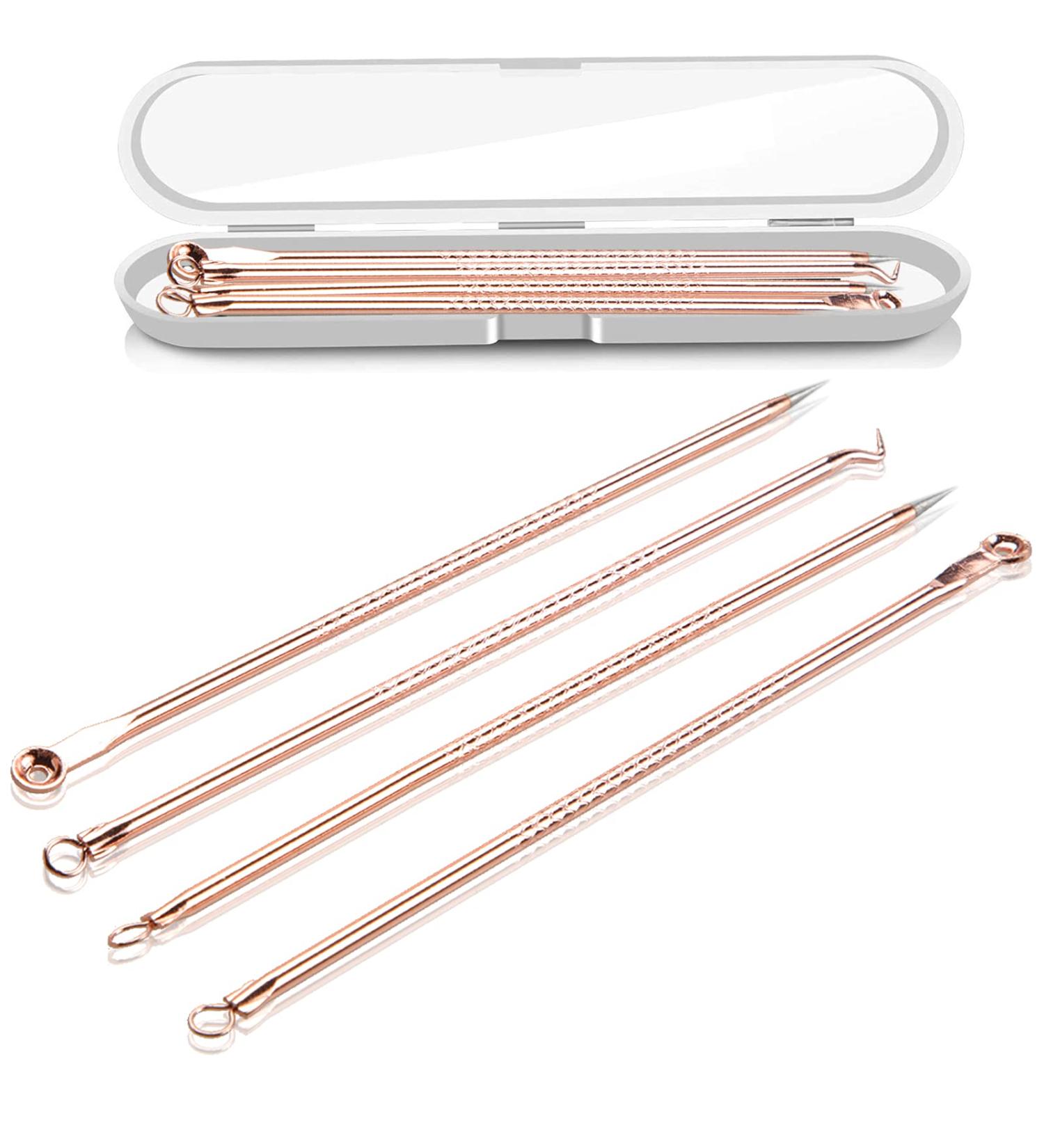 Blackhead Remover Pimple Popper Tool Kit - Professional Acne Extractor Set for Face & Nose - Blemish Whitehead Extraction Tools in Rose Gold Case - Buy Online on GoSupps.com