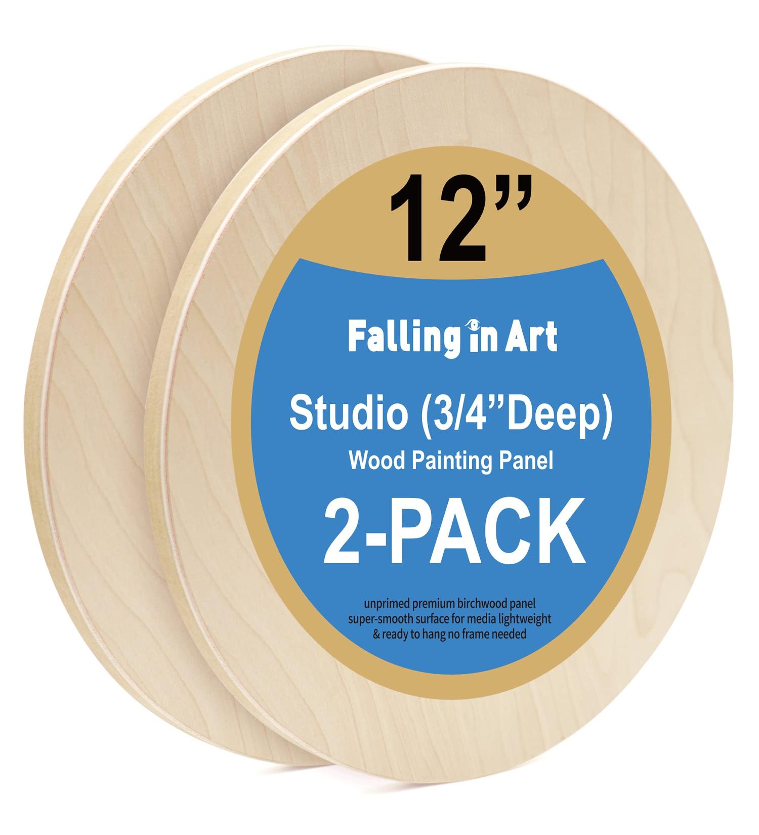 Falling in Art 12' Round Birch Wood Canvas Panels Kit - 2 Pack Studio Cradle Boards for Pouring Art, Crafts, Painting - 3/4 Deep - Buy Online on GoSupps.com